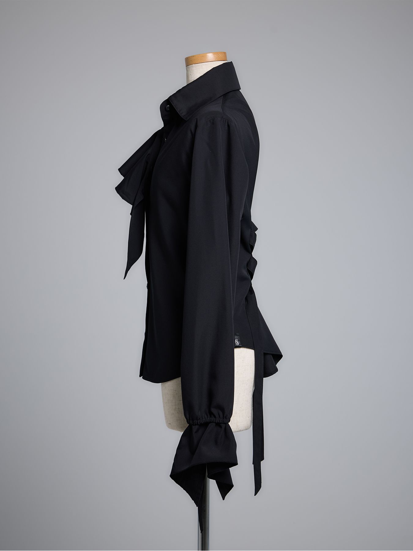 【予約品 5月18日(日) 締切】Lace Up Frill Shirt / レースアップフリルシャツ / ブラック