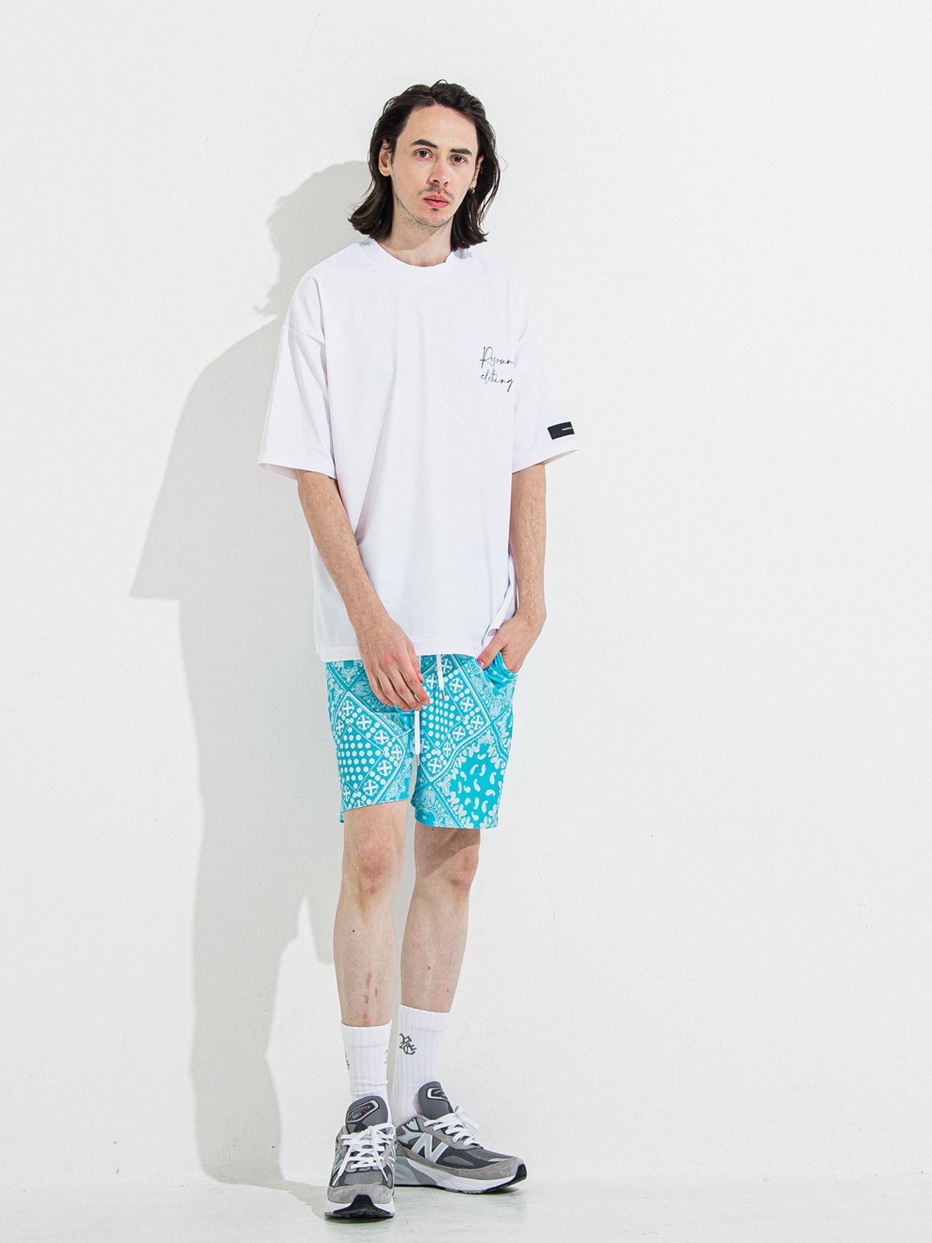 【予約品 】RASH SHORTS / ラッシュガード ショーツ / バンダナブルーグリーン