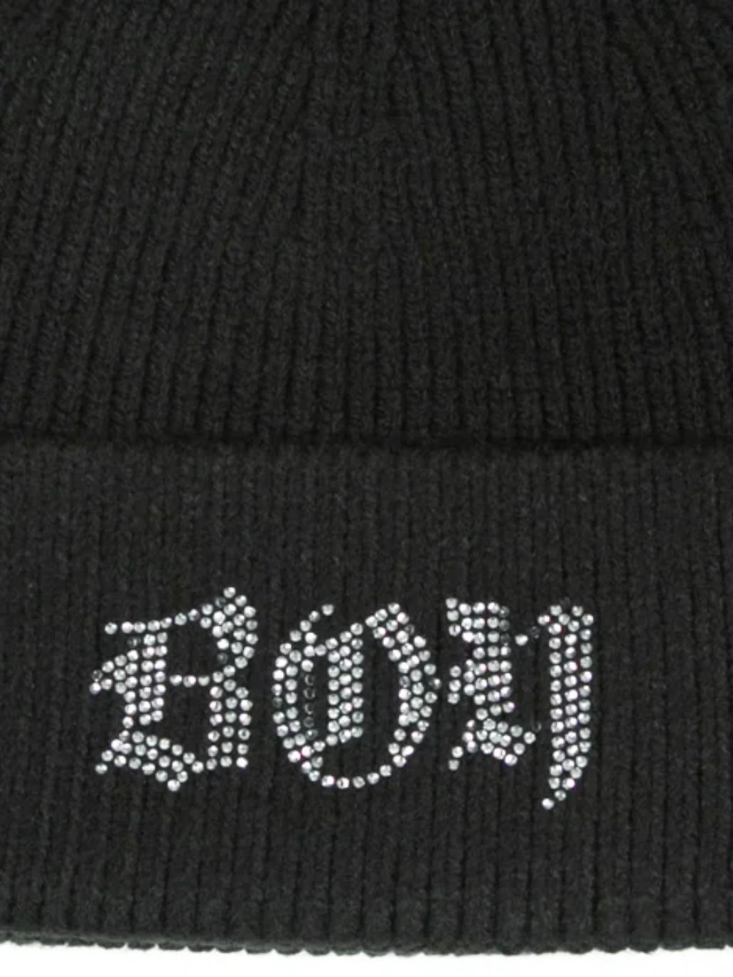 BOY RHINESTONE KNIT CAP BLACK×クリア【B224N9000502】