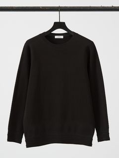 サーマルワッフル 長袖カットニット 黒【5351 POUR LES HOMMES】