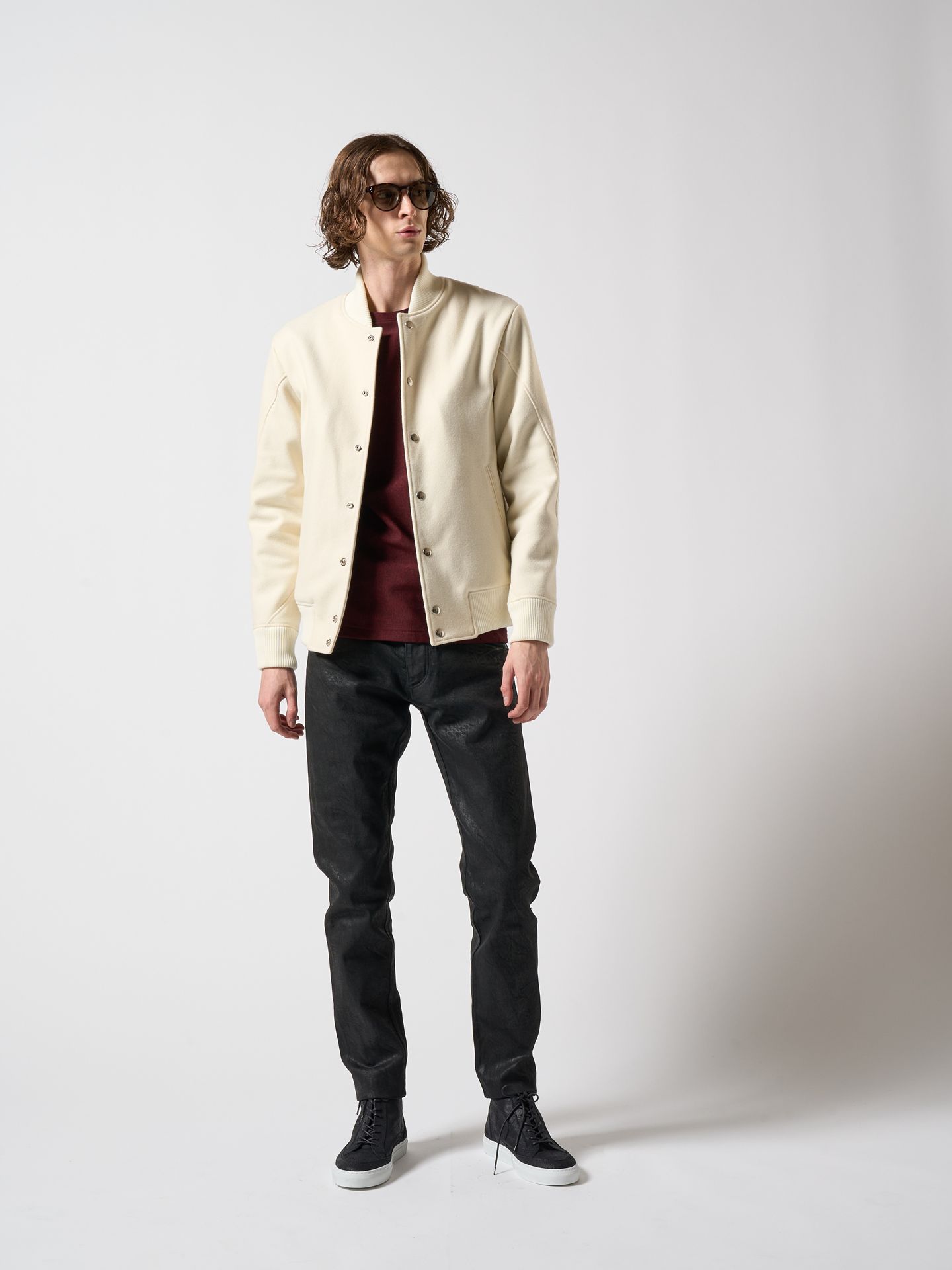 【予約品】 tight straight selvedge denim(oild) / デニム / コーティングブラック