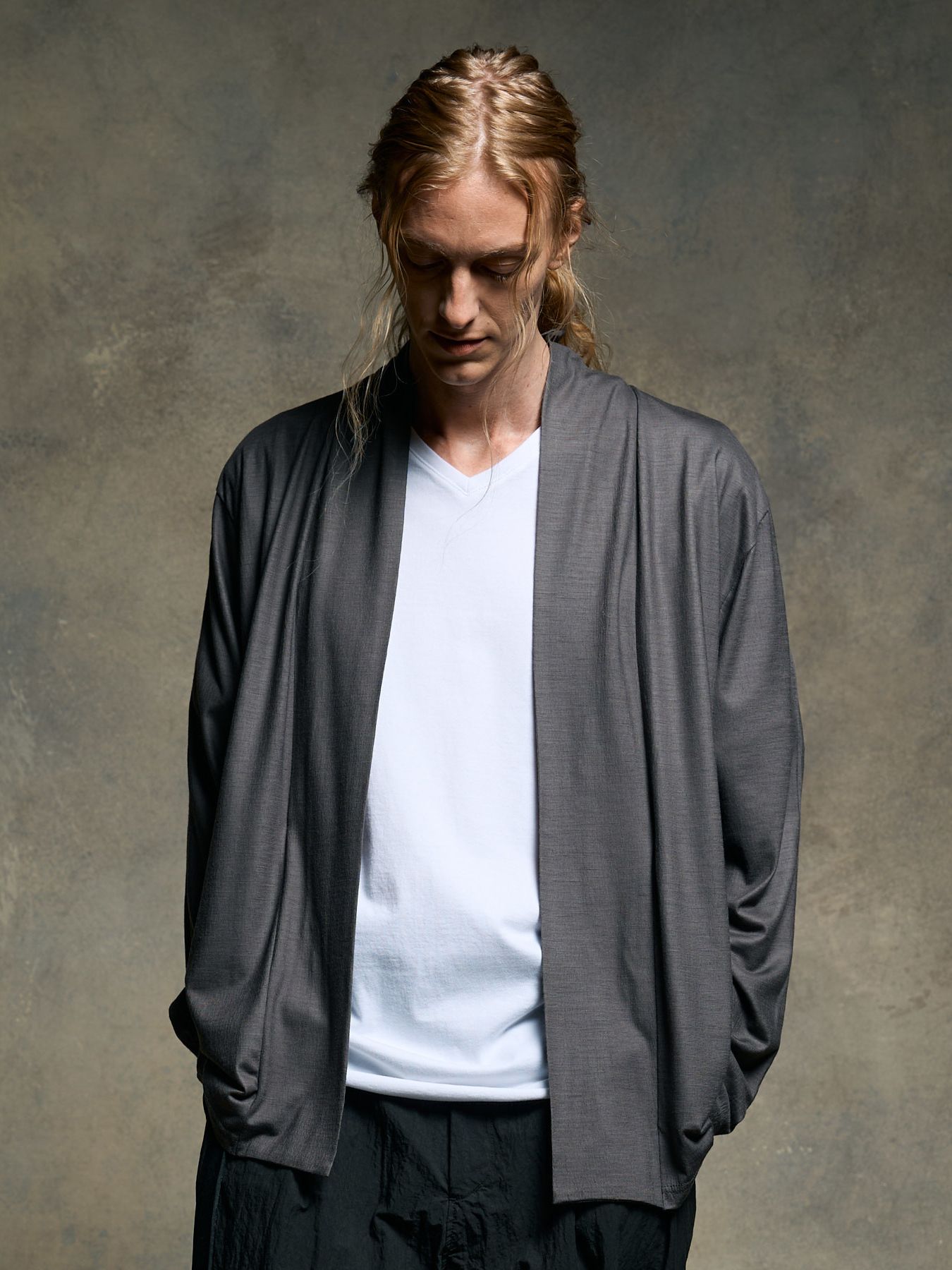 【予約品 9月23日(火) 締切】ex.comfy wool cardigan / エクスコンフィーウール カーディガン / スチールグレー