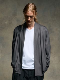 【予約品 9月23日(火) 締切】ex.comfy wool cardigan / エクスコンフィーウール カーディガン / スチールグレー