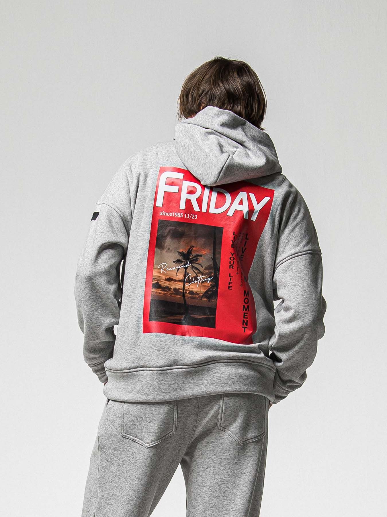 【予約品 8月31日(日) 締切】FRIDAY OLD COVER VEROURS FLEECE HOODIE / FRIDAYコラボ オールドカバー ベロアフリース フーディ / グレー