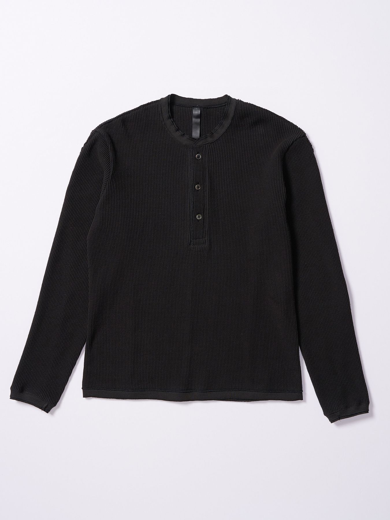 【予約品 4月19日(日) 18時締切】waffle henley L/S / ワッフル ヘンリーネック ロングスリーブ / ブラック