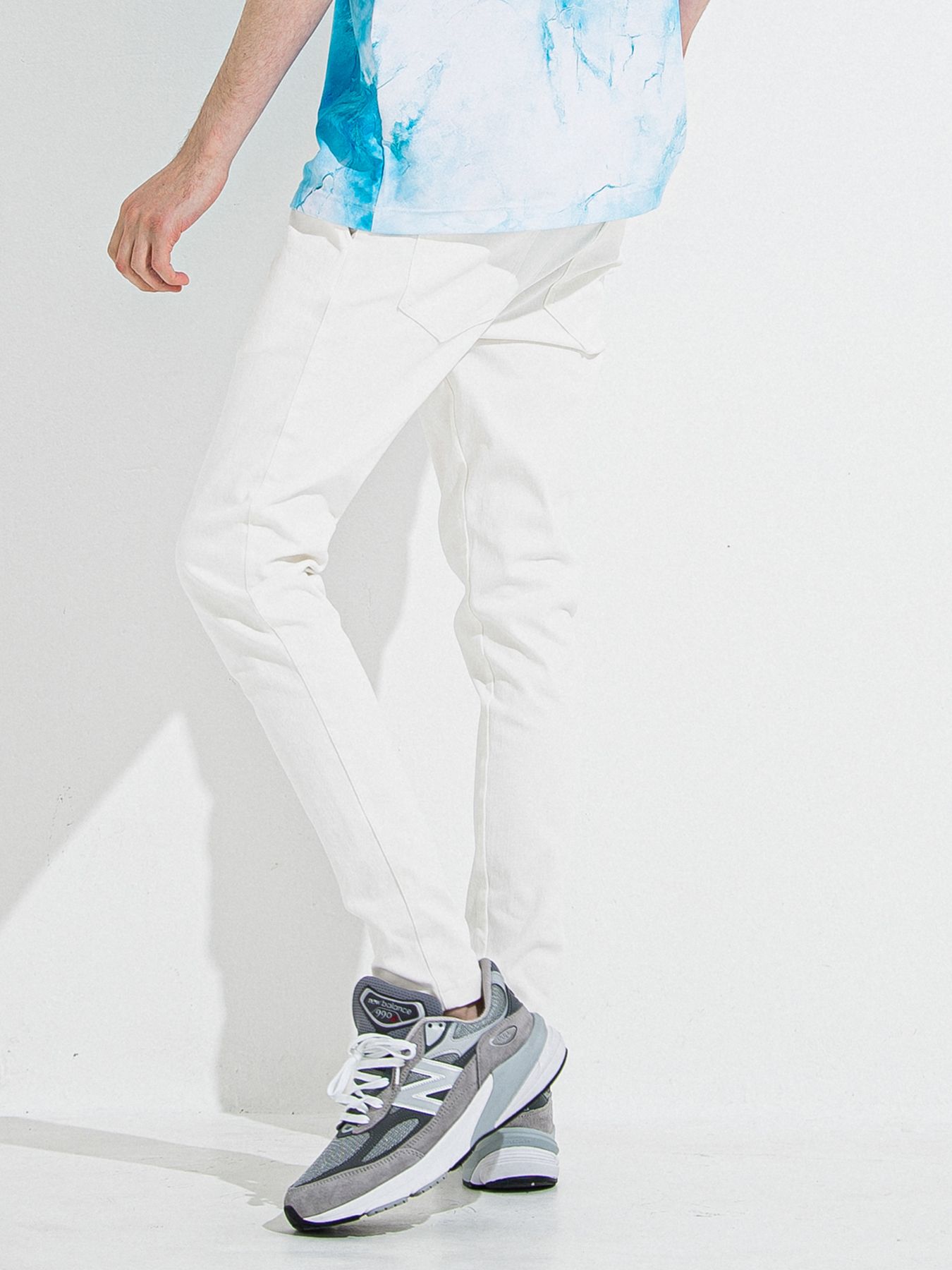 DENIM JERSEY CHRIS EASY TUCK PT / デニムジャージクリスイージータックパンツ / ホワイト
