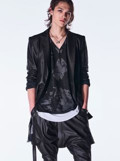 【予約品 6月29日(月) 締切】Emboss Silley Jersey Layerd Jacket / レイヤードジャケット / ブラック