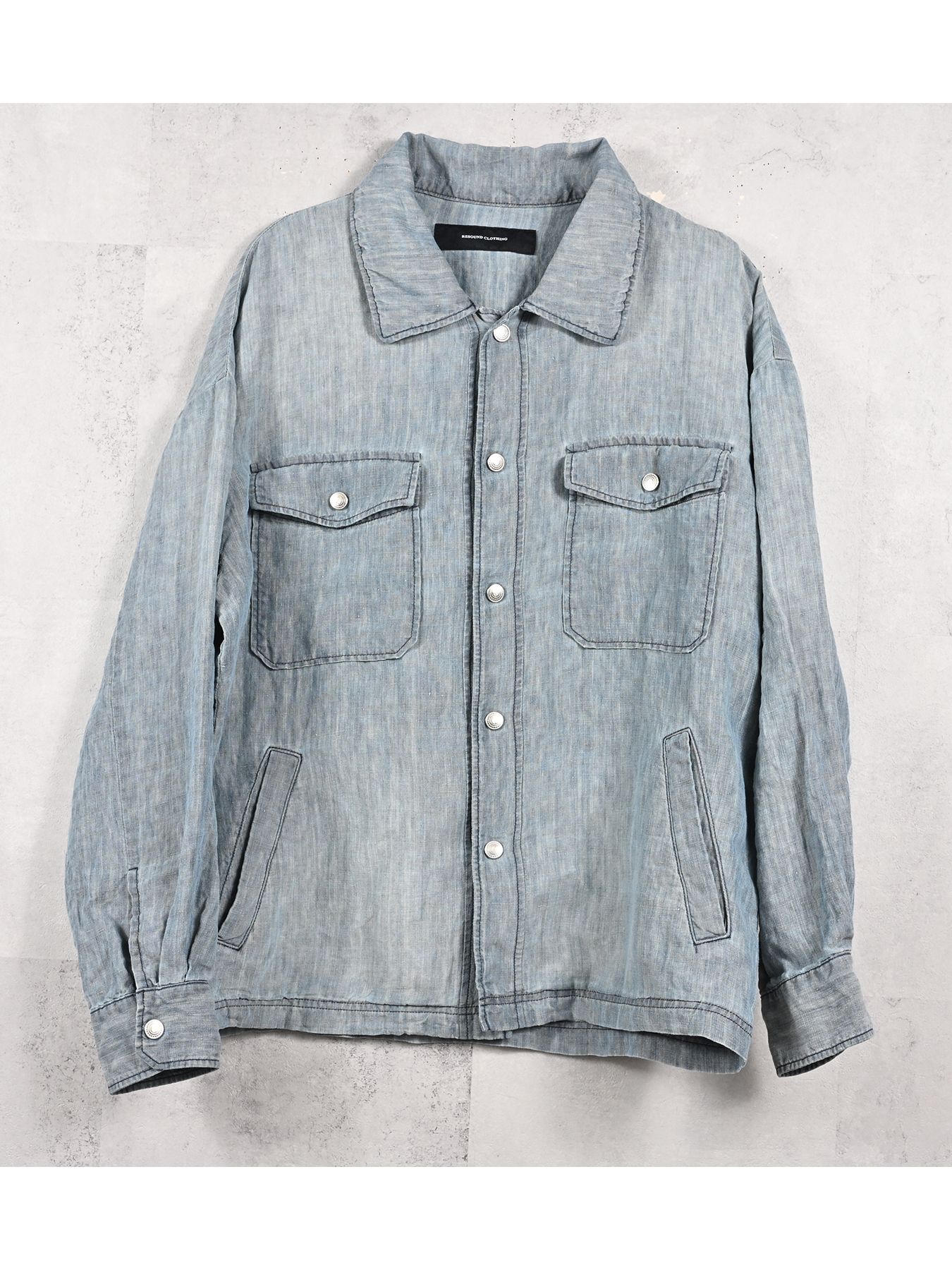 【予約品 11月16日(日) 締切】INDIGO LINE JACK SHIRTS / インディゴ リネン CPOジャケット / ライトインディゴ