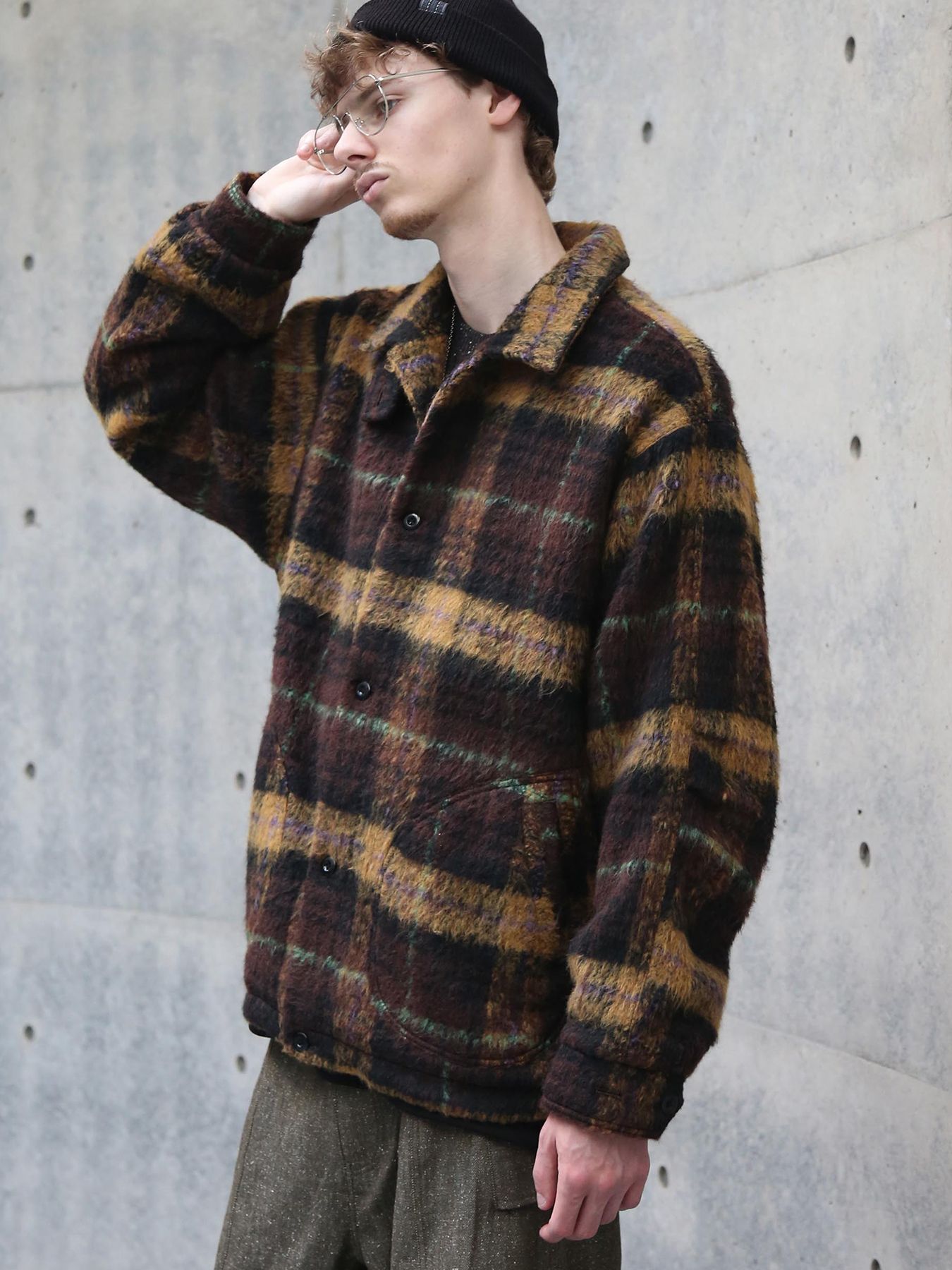 【予約品】WOOLY JKT / ブラウン×マスタード【QUOLT】