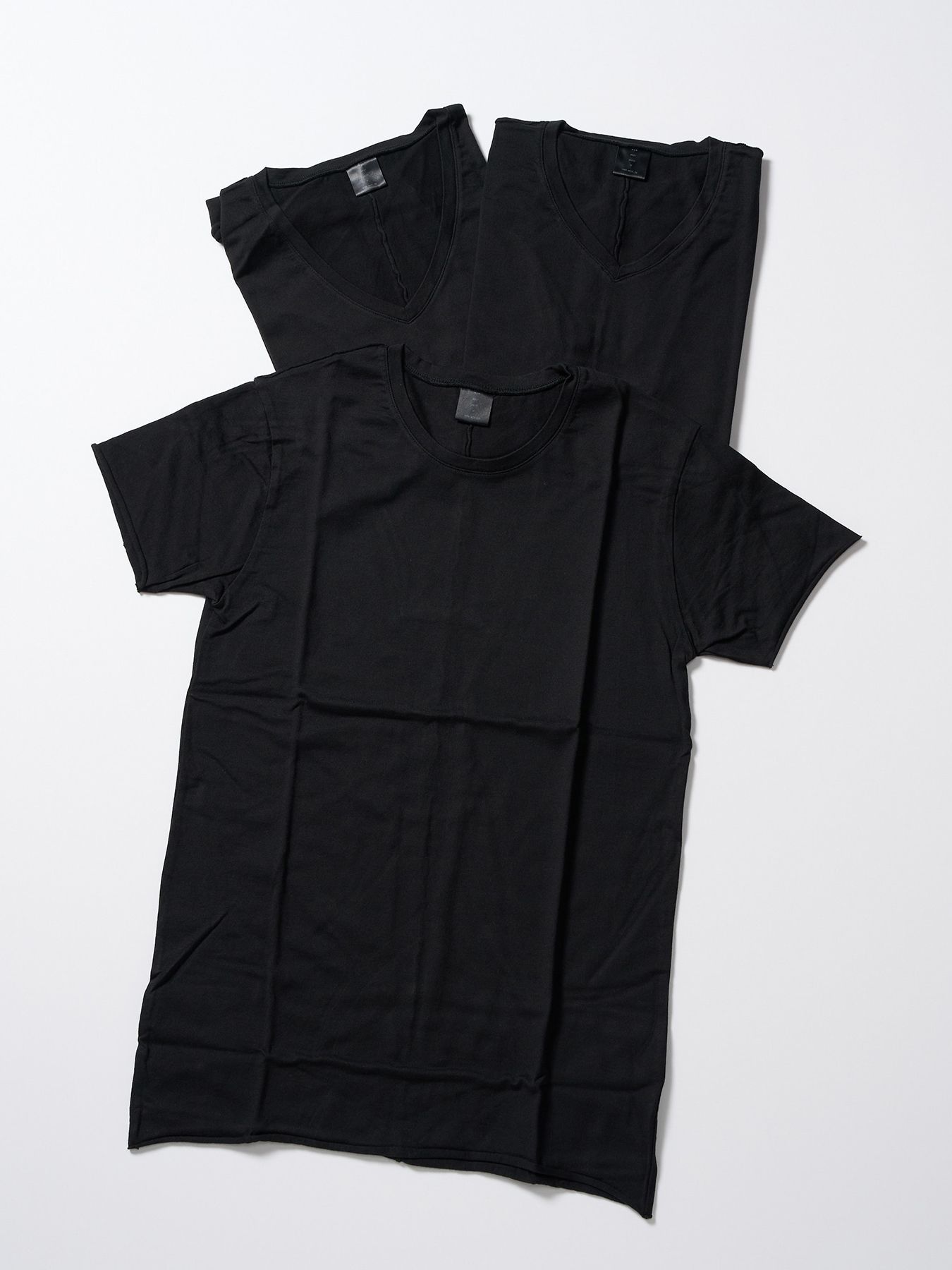 【予約品 1月25日(日) 締切】3 in pack-T S/S / 3インパック ショートスリーブ Tシャツ / ブラック / クルーネック、Vネック、ディープVネック