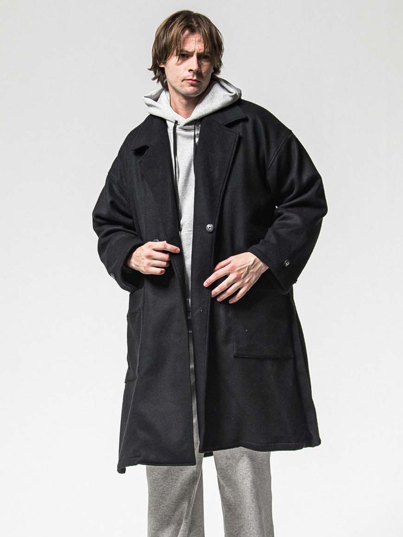 【予約品 】GOWN OVER COAT / ガウンオーバーコート / ブラック