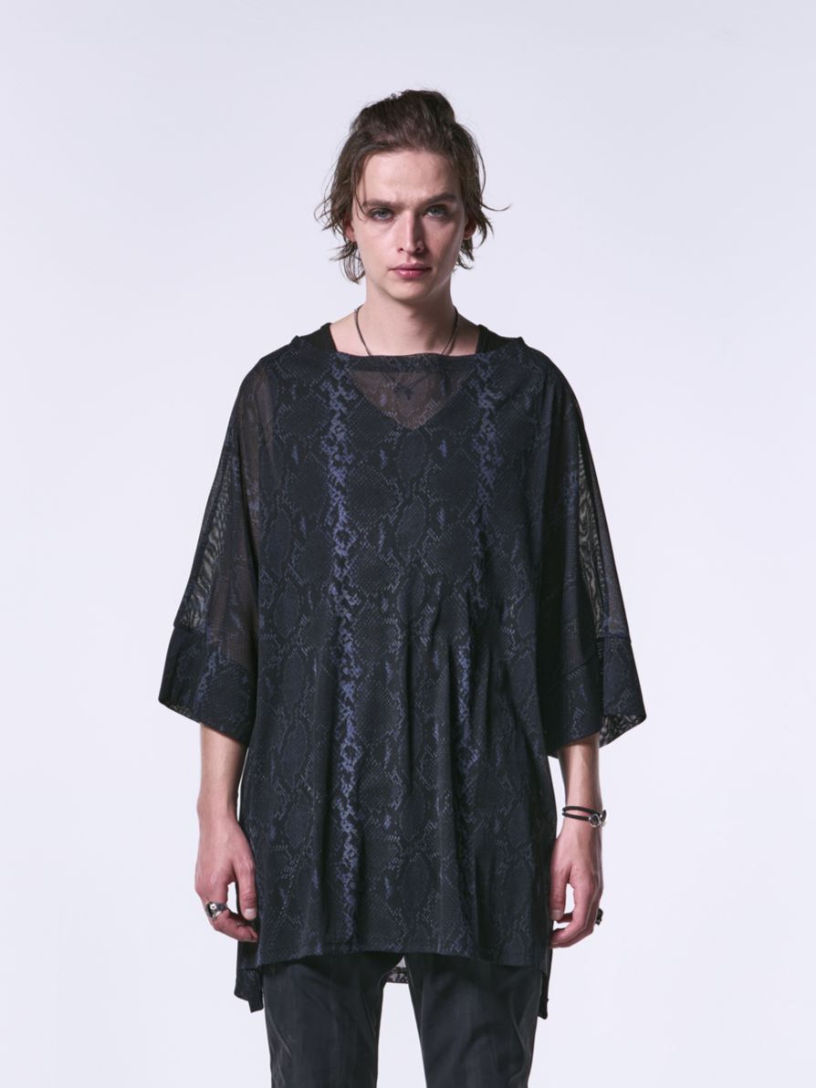 《予約品1月13日 10時締め》 Dolman-T / メッシュ ドルマンTシャツ / ブラックパイソン