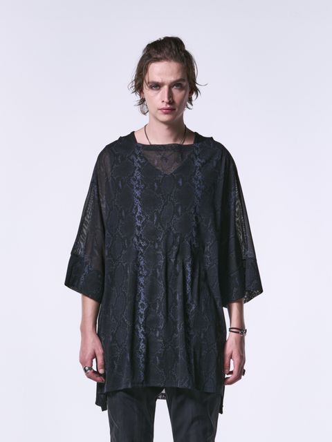 《予約品1月13日 10時締め》 Dolman-T / メッシュ ドルマンTシャツ / ブラックパイソン