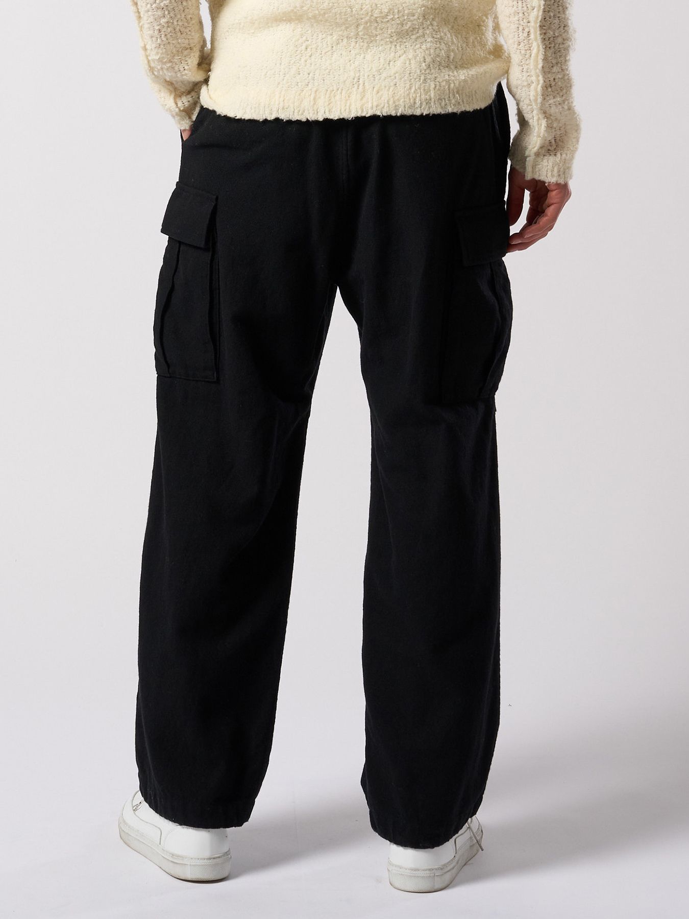 【予約品 4月19日(日) 18時締切】natural blend wool easy cargo / ナチュラルブレンドウール イージーカーゴパンツ / ブラック