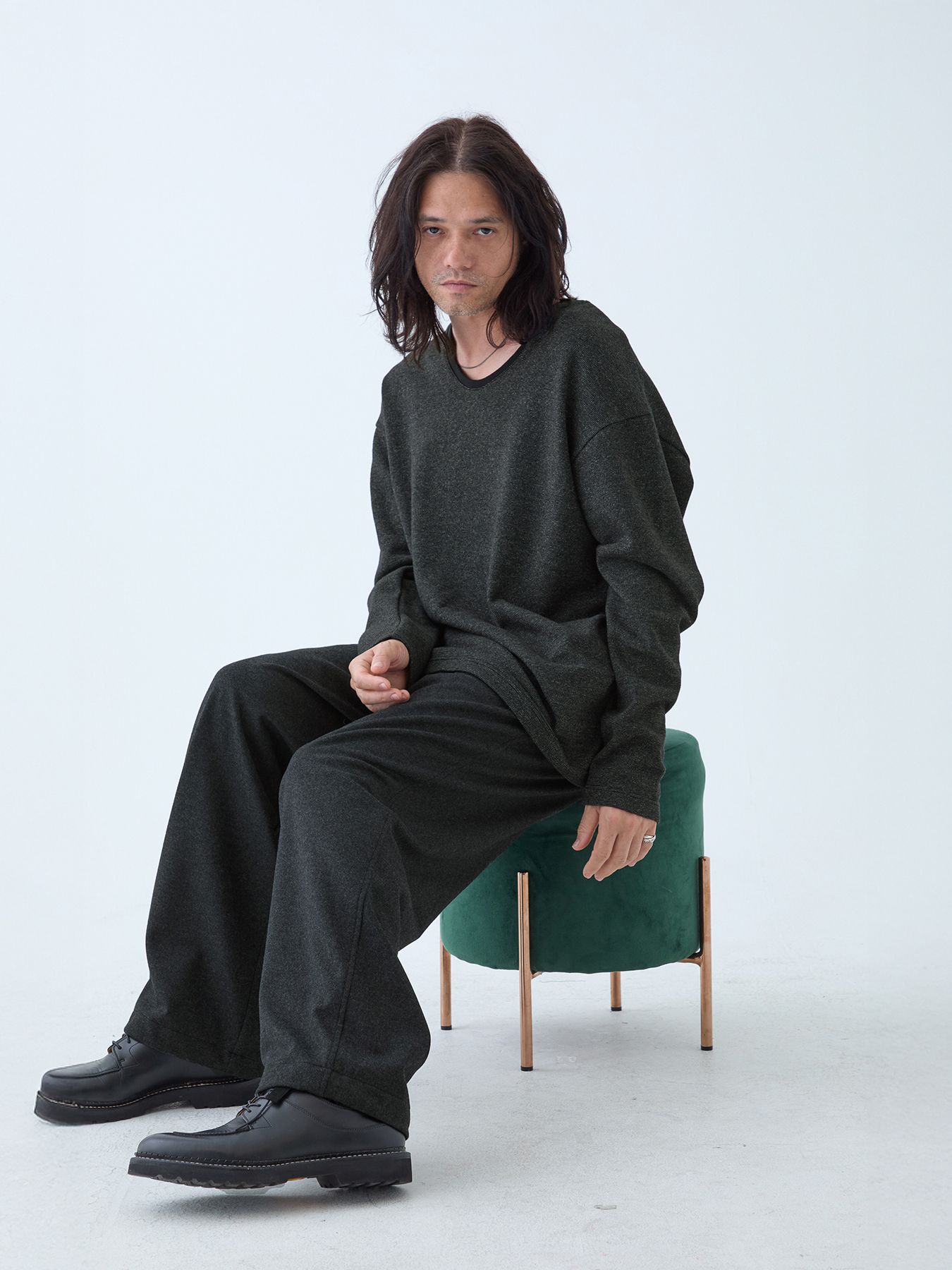 【予約品 】LUXWARM / ロングスリーブTシャツ / 杢チャコール