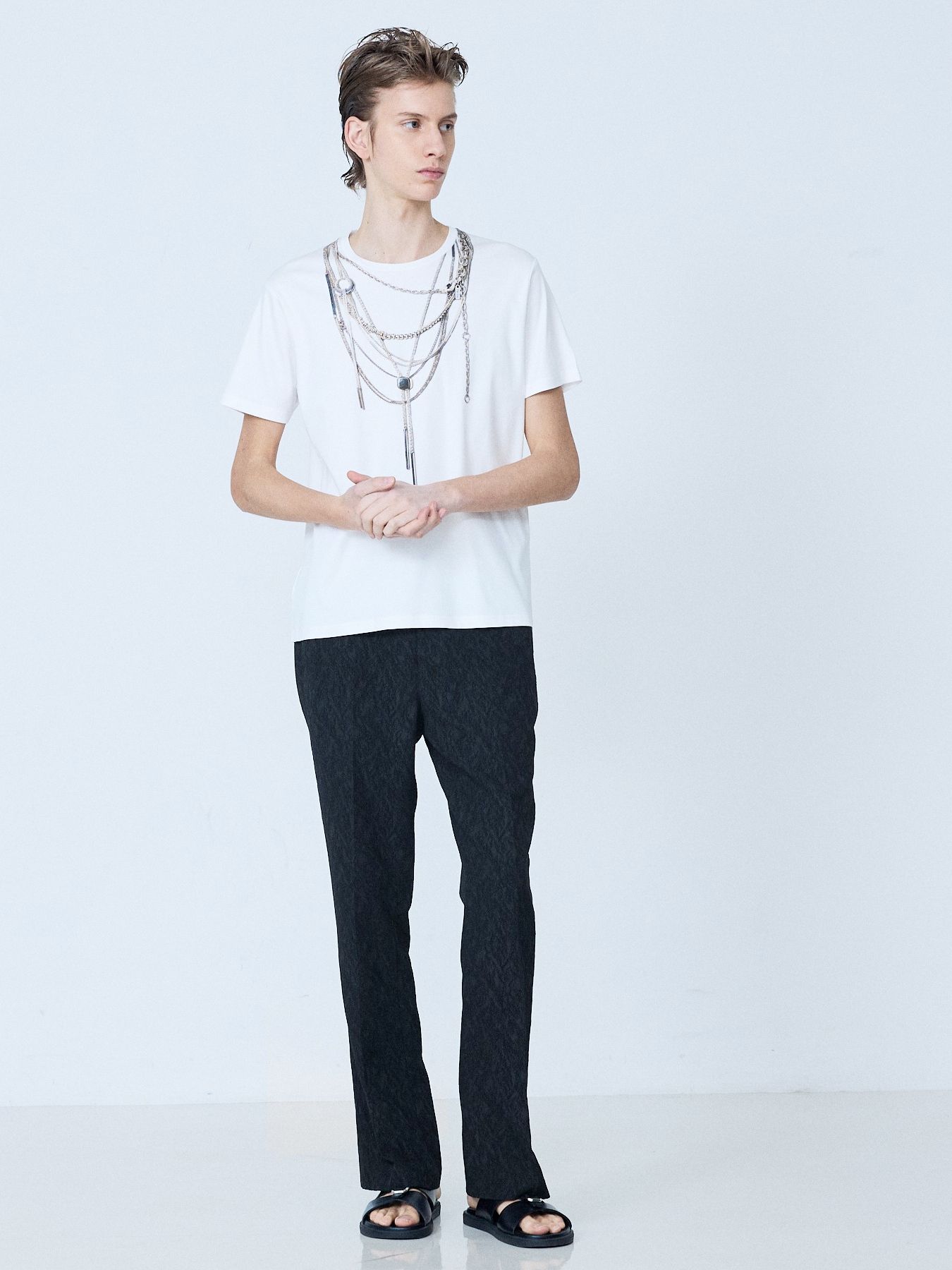 《YArKA × 5351》ネックレス プリント 半袖 Tシャツ / ホワイト【5351 POUR LES HOMMES】