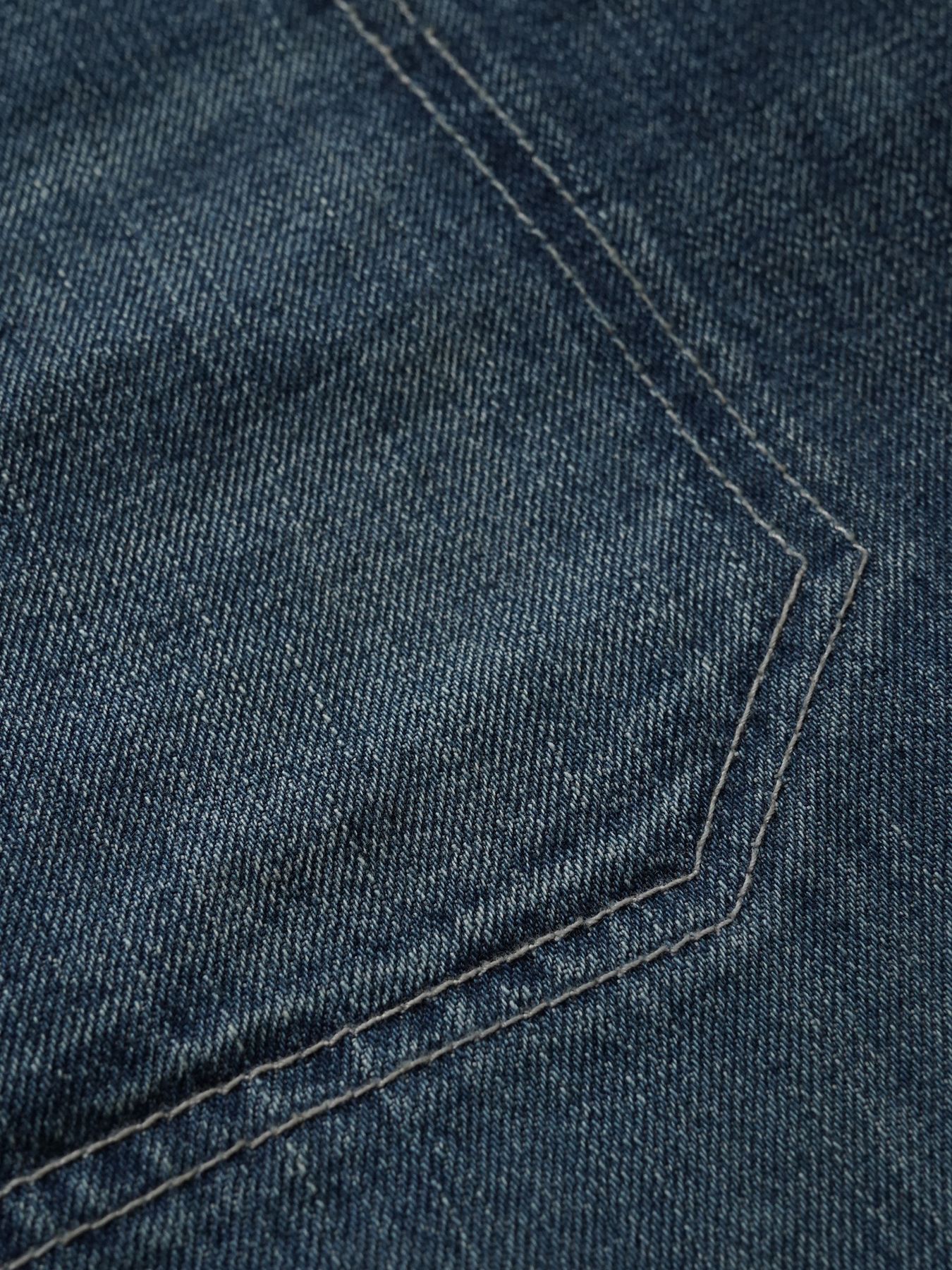 【予約品 5月6日(水) 締切】USN-DENIMTROUSERS aged / ユーズド加工 デニムミリタリーパンツ / インディゴ × 生成りステッチ 濃