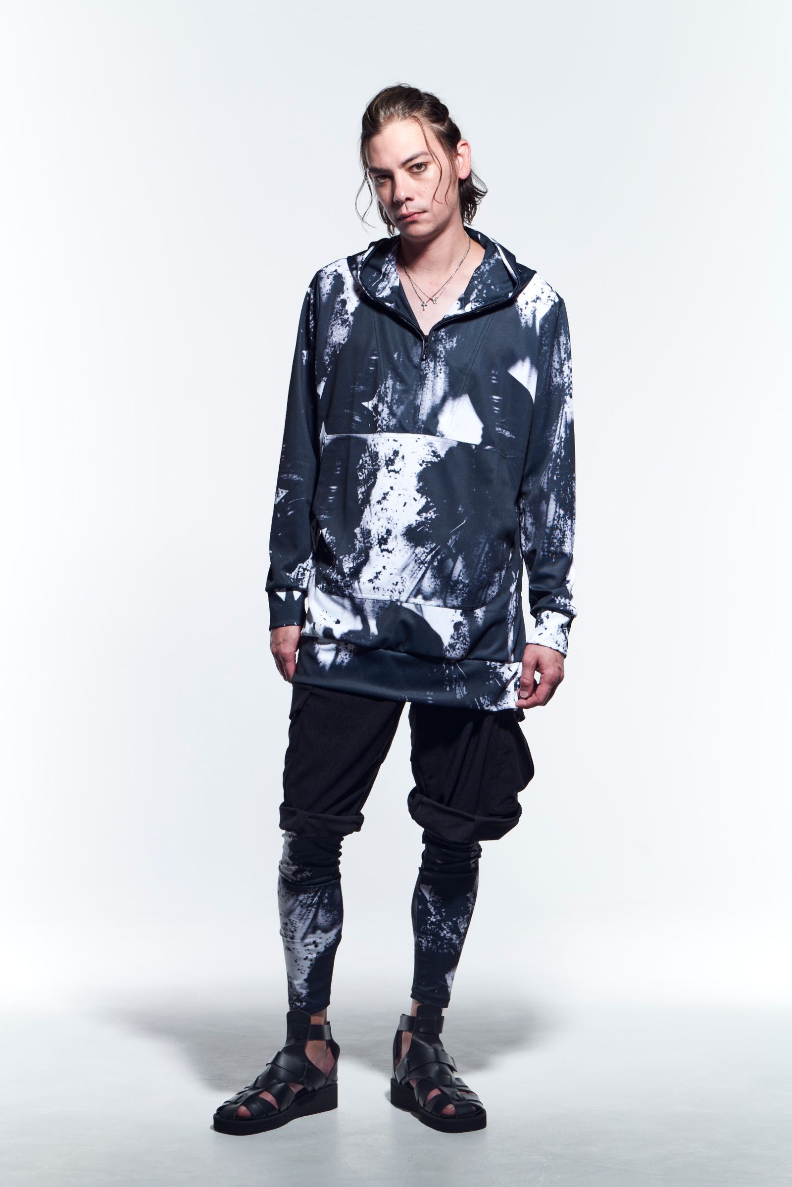 《予約品》 ZippHoodie パーカー InkJetPrintJersey / Black&Grey 【kiryuyrik】 5月入荷予定