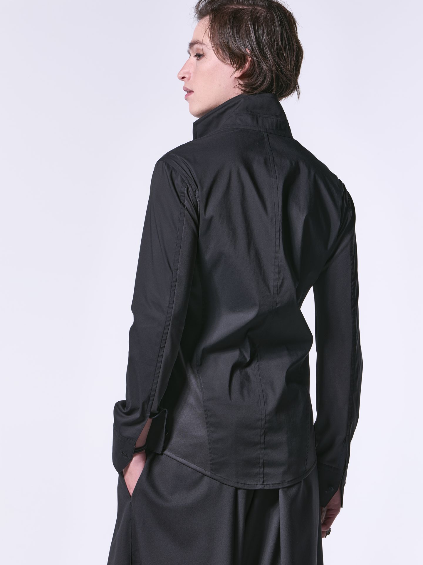 《予約品》 StandCollarSideRibShirt / スタンドカラーサイドリブシャツ / ブラック