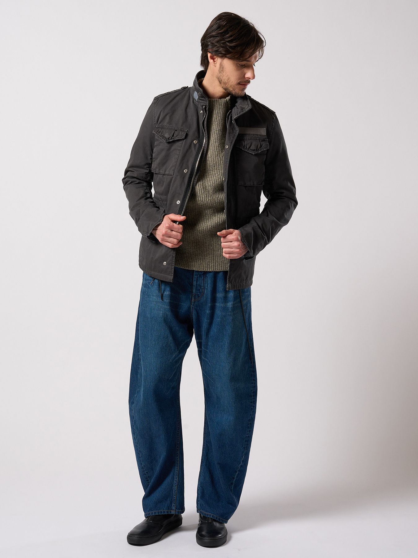 【予約品 4月19日(日) 18時締切】lomond×powder line high-neck knit / ライン ハイネックニット / グレー