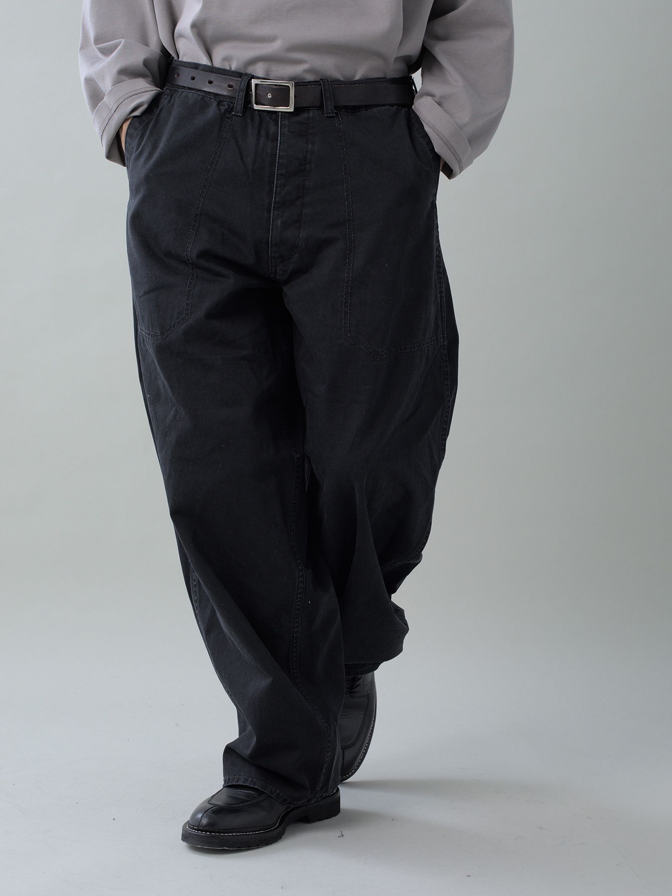 【予約品 5月6日(水) 締切】USN-MIRITARYHERRINGBONE aged / ユーズド加工 ミリタリーパンツ / ブラック