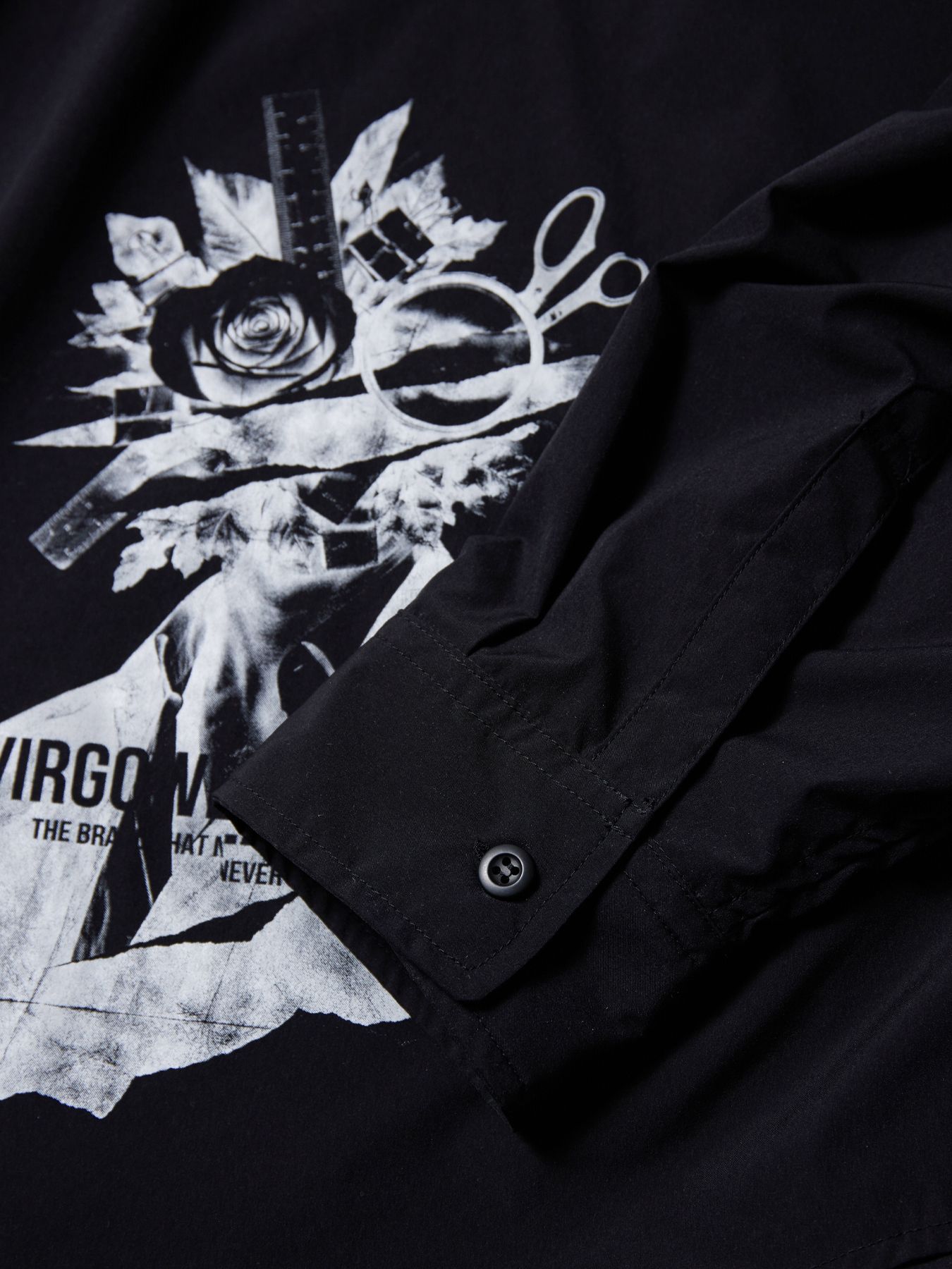 COLLISION SHIRT / プリント ワイドシルエットシャツ / BLACK