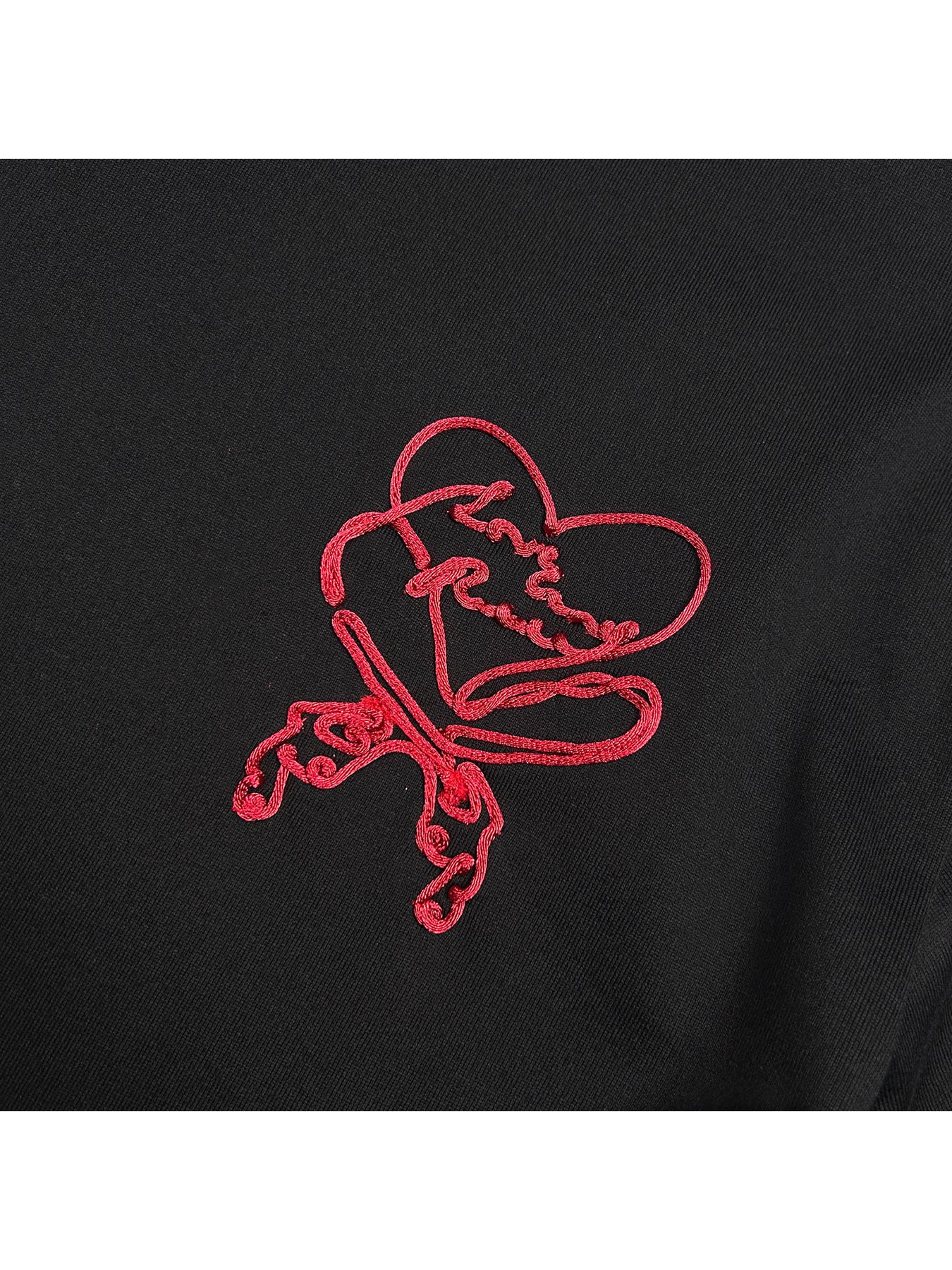 【予約品 8月10日(日) 締切 】WOMENS HEART CARD EMB T / ハートカード エンブロイダリー Tシャツ / ブラック