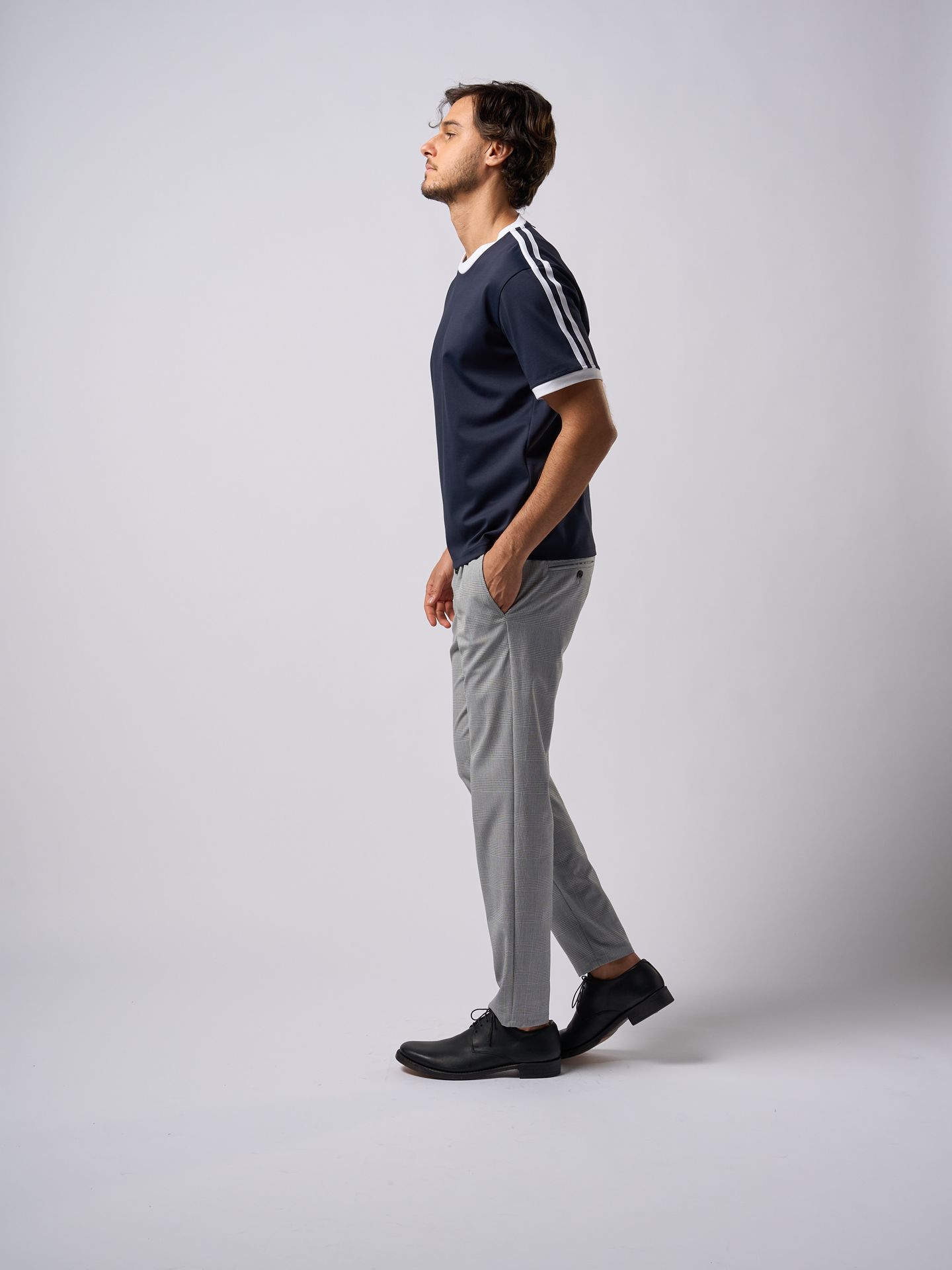 【予約品9月19日 10時締め】 slim easy slacks  / スリムスラックス / グレーチェック
