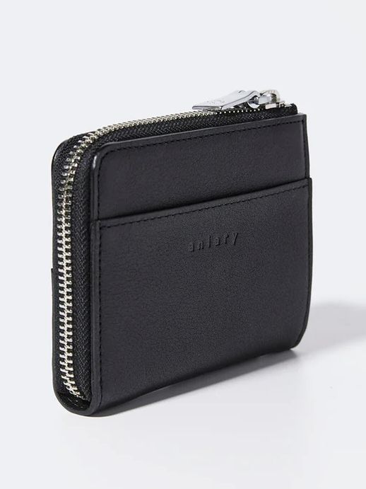 L字型のファスナーレザーウォレットBlack牛革 【aniary】34-20000