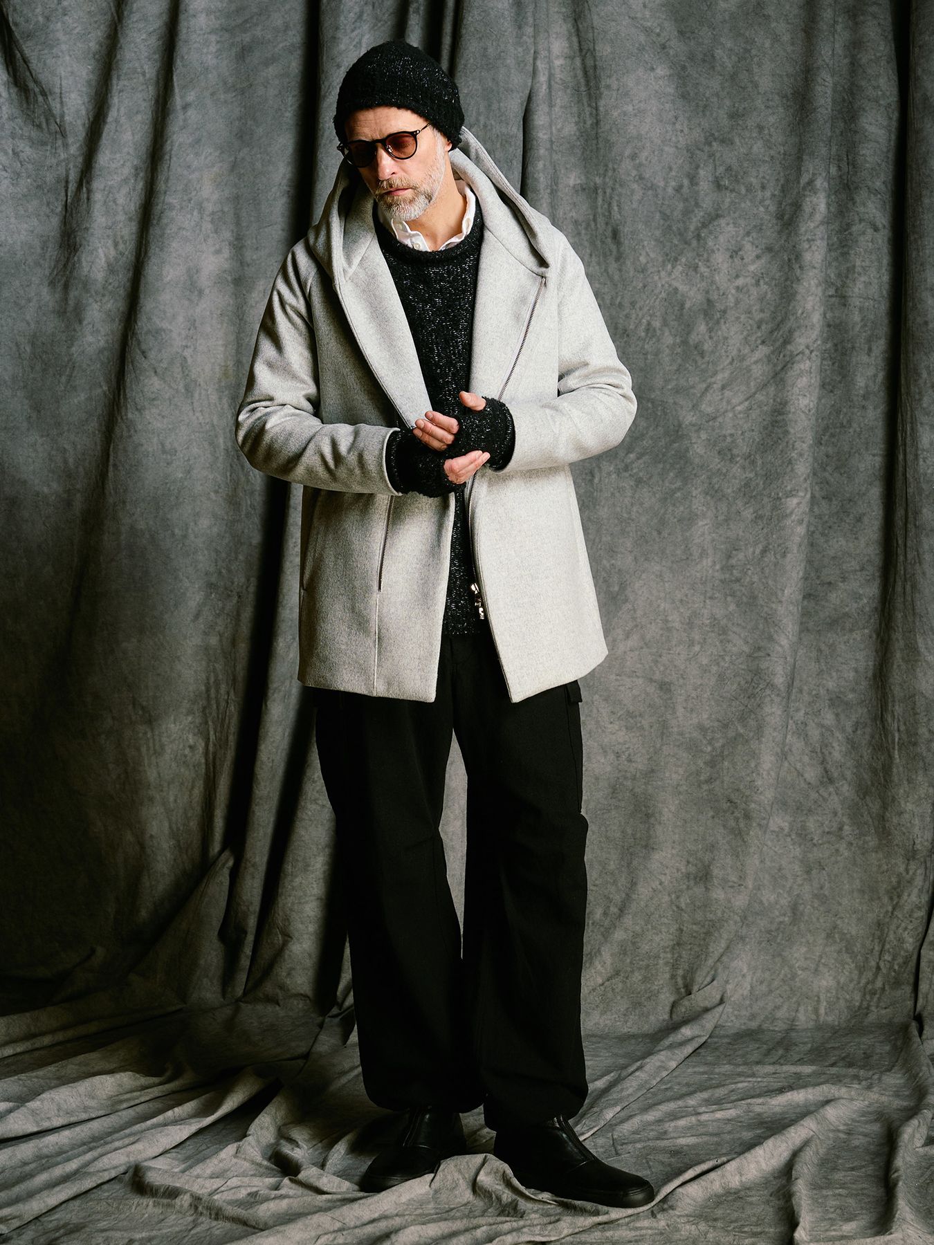 【予約品 4月19日(日) 18時締切】fancy yarn knit hand warmer / ニットハンドウォーマー / ブラック