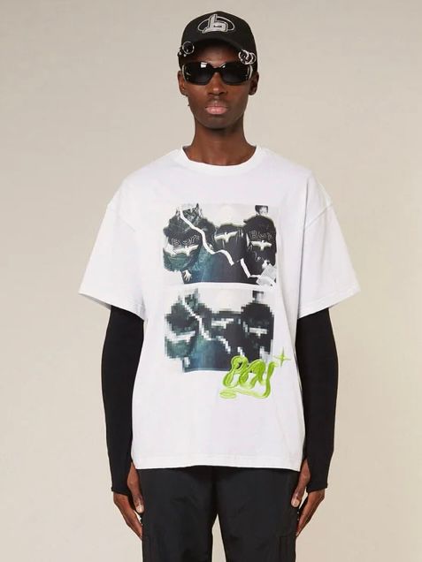 BOY Embroidery Photo Color Thread TEE / Tシャツ / ホワイト