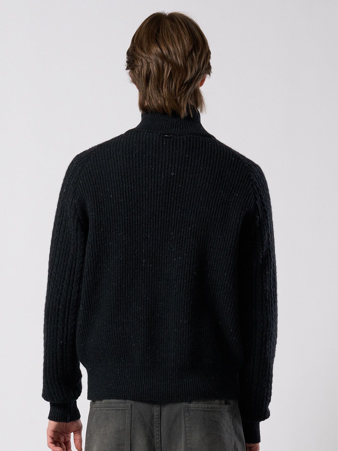 【予約品 4月19日(日) 18時締切】lomond×powder zip-up knit / ジップアップニット / ブラック