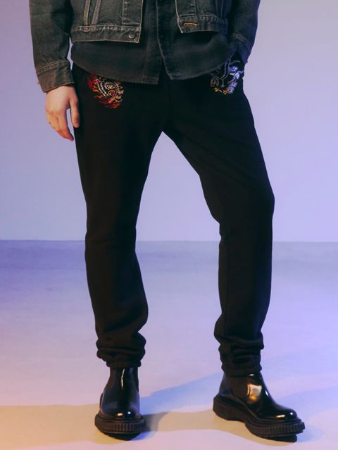 WOLF EAGLE SWEAT PT / ウルフ イーグル スウェット パンツ / ブラック×レッド