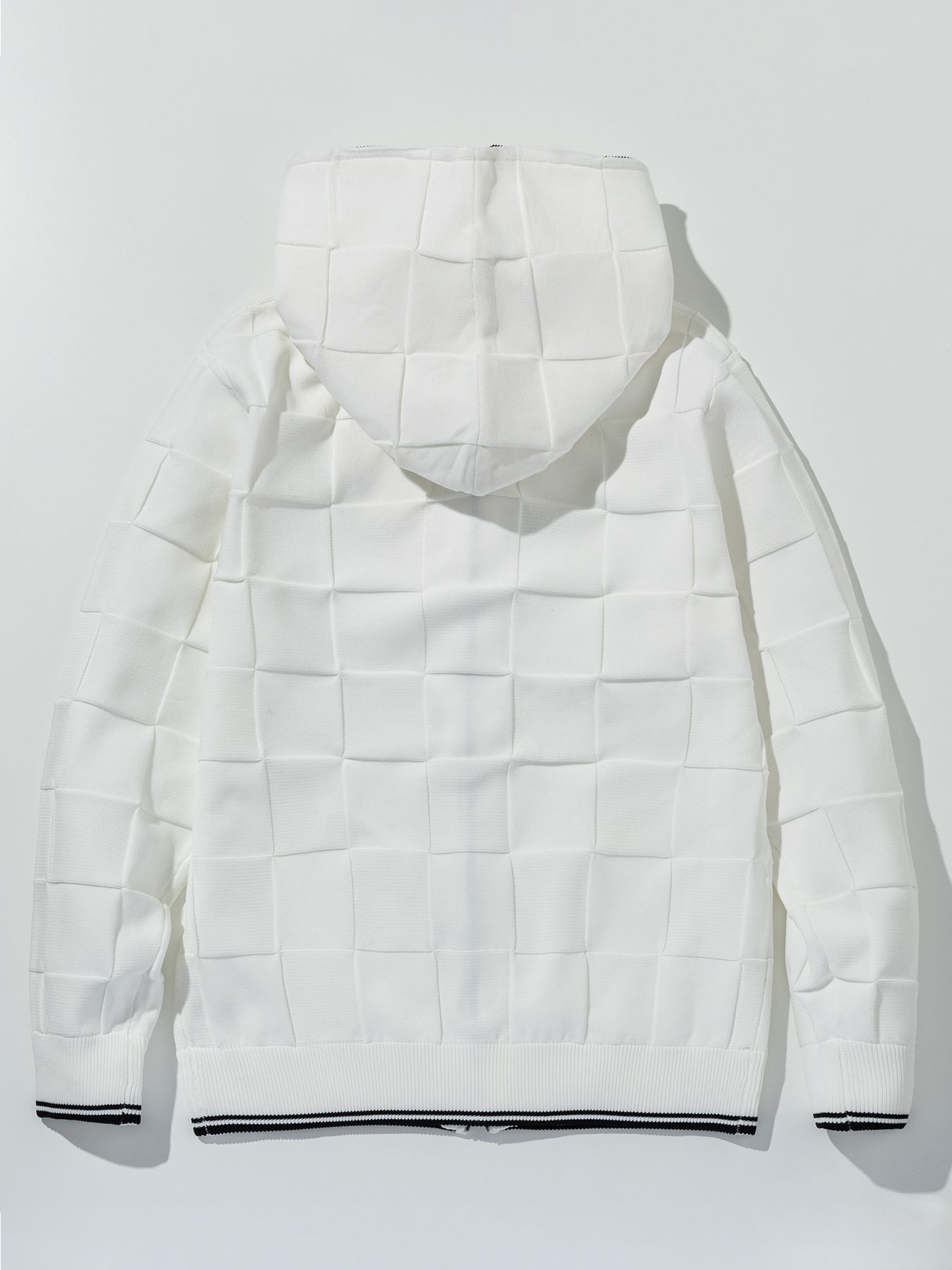 ブロックニットジップアップフーディー / ホワイト