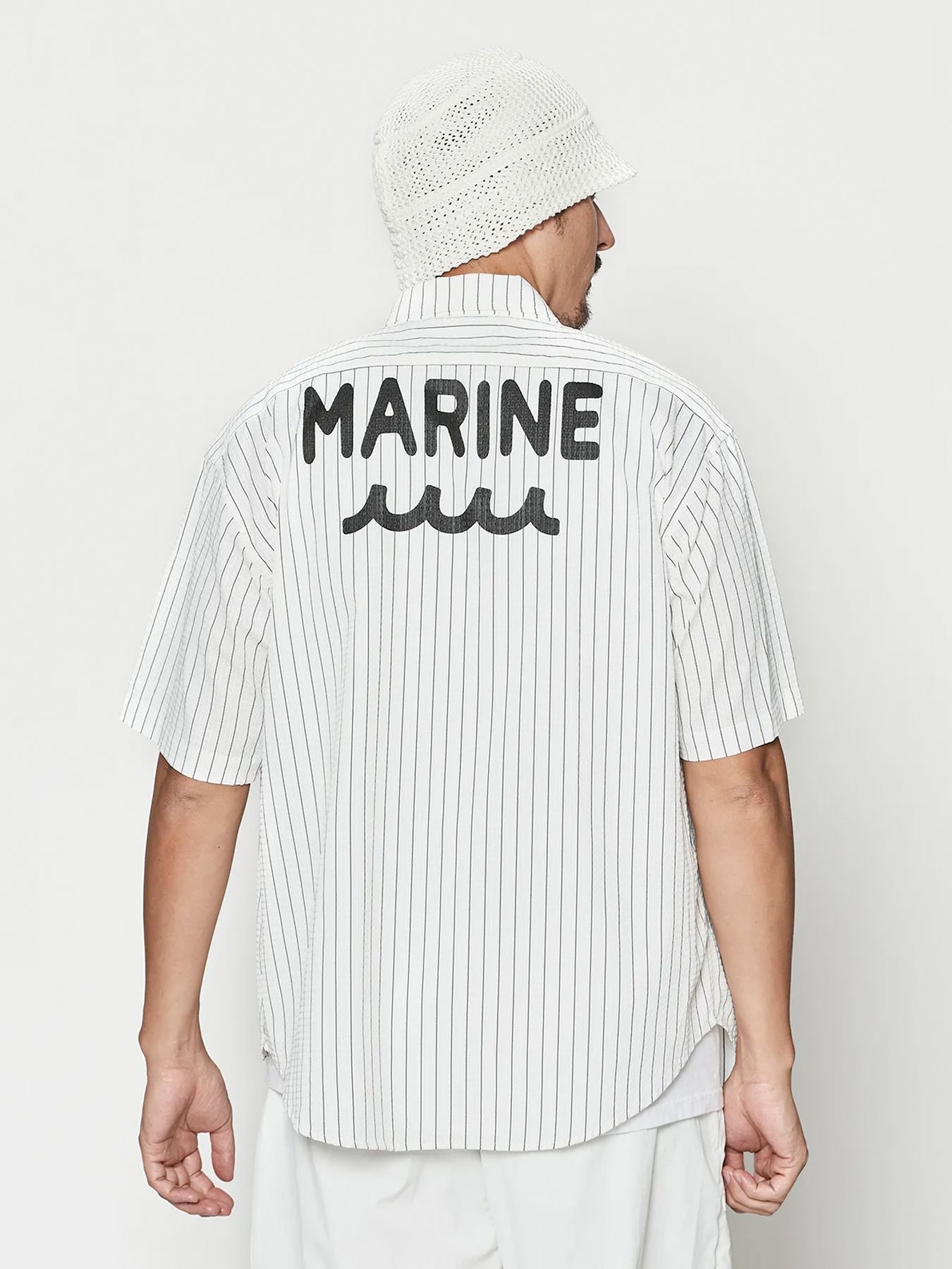 muta Dot Air(R) Zip Up S-S Shirt / ZIP半袖シャツ / ホワイトストライプ【Acanthus × muta MARINE】