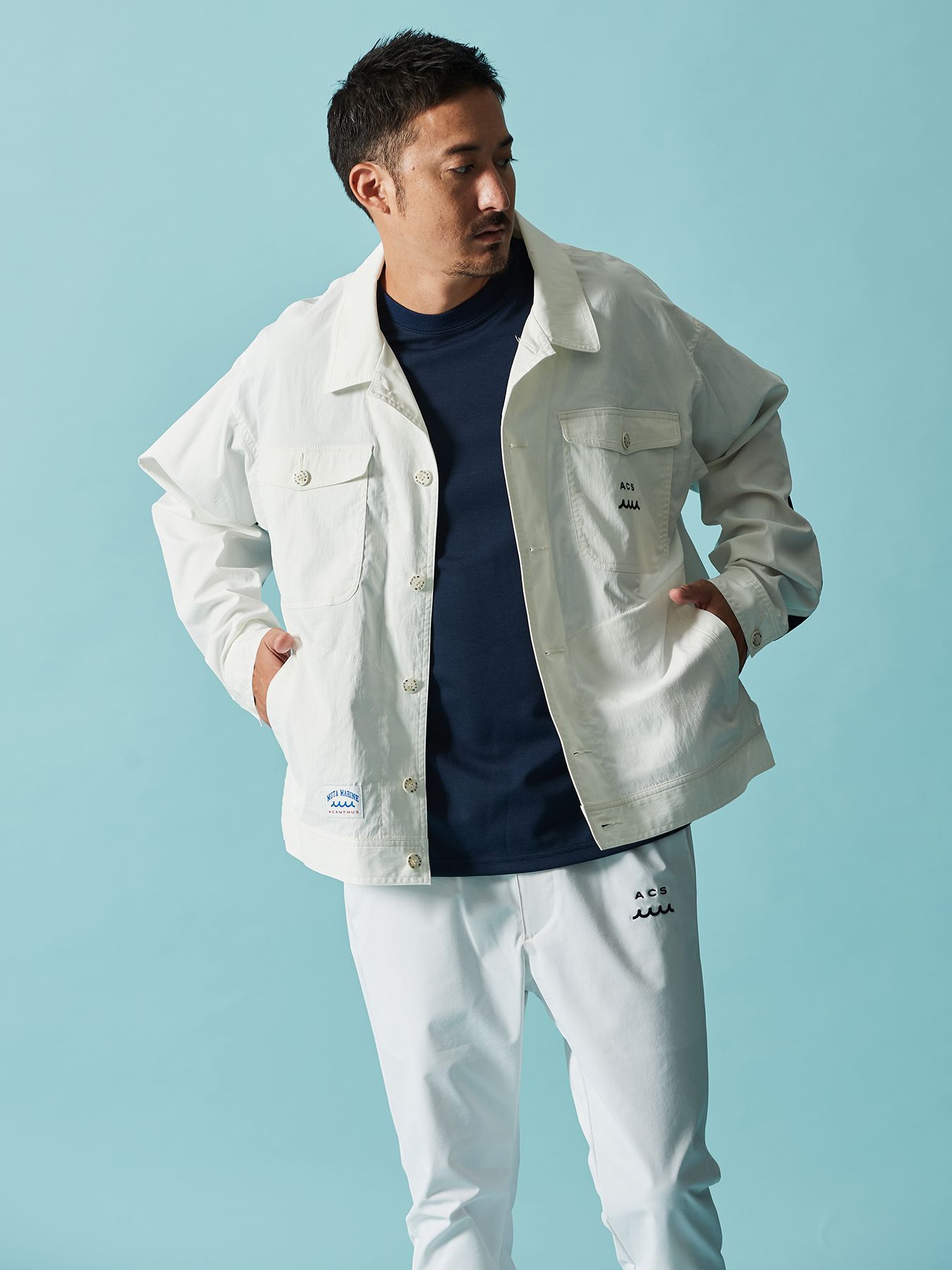 【予約品 10月9日(木) 締切】muta Trucker Jacket / トラッカージャケット / ホワイト【Acanthus × muta MARINE】