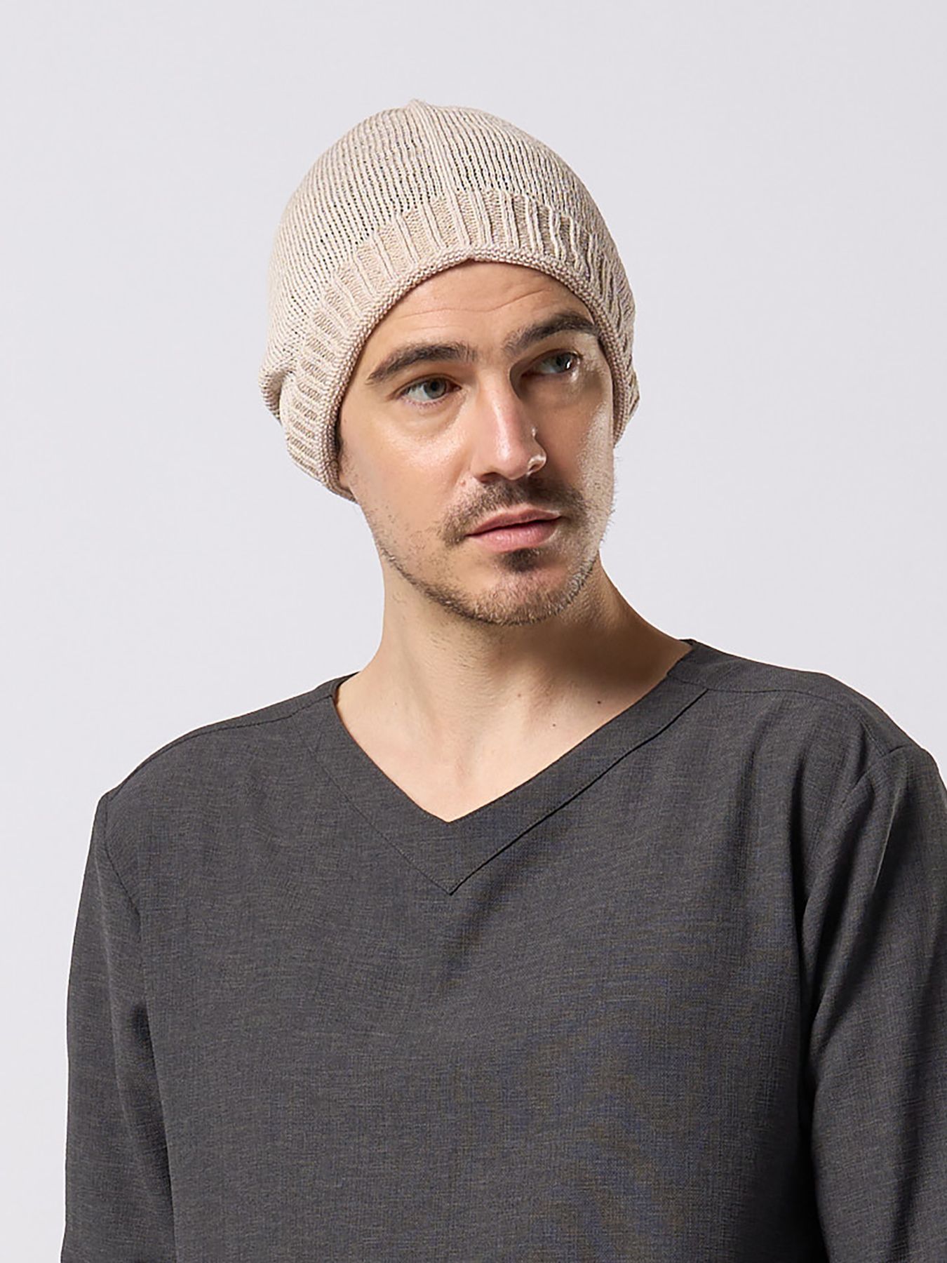 【予約品 9月23日(火) 締切】GIMA roll beanie / 擬麻 ロールビーニー / ライトベージュ