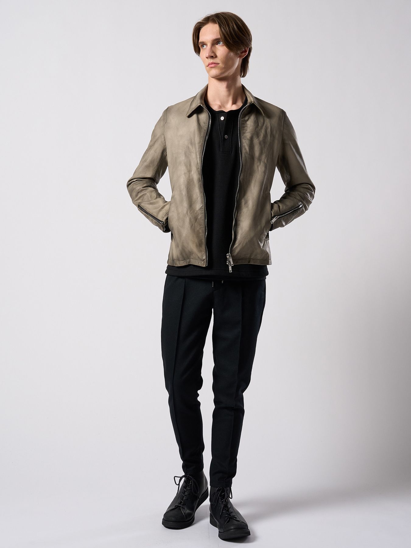 【予約品 4月19日(日) 18時締切】leather single riders / レザーシングルライダース / ダストベージュ