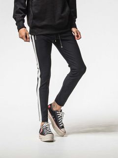 【予約品 8月31日(日) 締切】LEATHER LINE TRACK / レザーライン トラックパンツ / ブラック×ホワイト