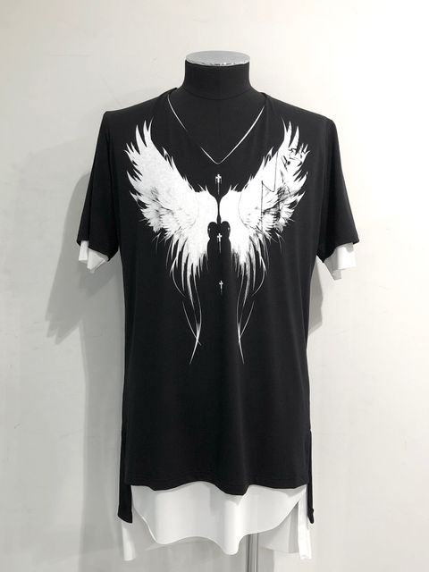 コラボLayered V NeckT-Shirt / レイヤードTシャツ / ブラック×ホワイト【kiryuyrik featuring TAKAMIZAWATOSHIHIKO】