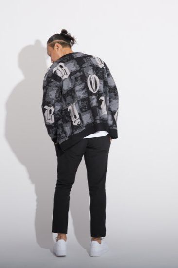 MOSAIC PATTERNED KNIT CARDIGAN/ ブラック 【BOY LONDON】