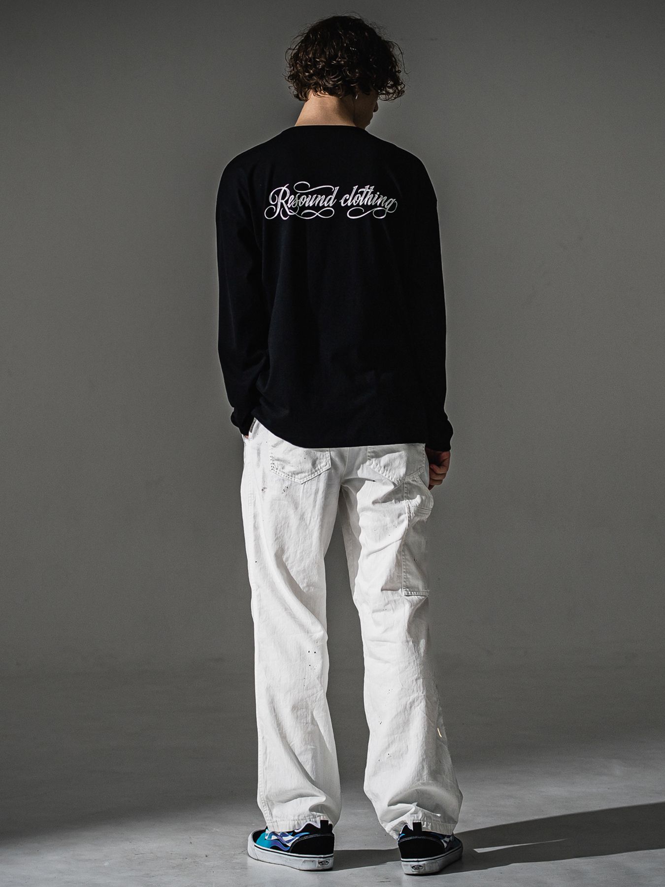 【予約品】PIN ST RC over longsleave Tee / ピンストライプロゴ オーバーサイズ ロングスリーブ Tシャツ / ブラック