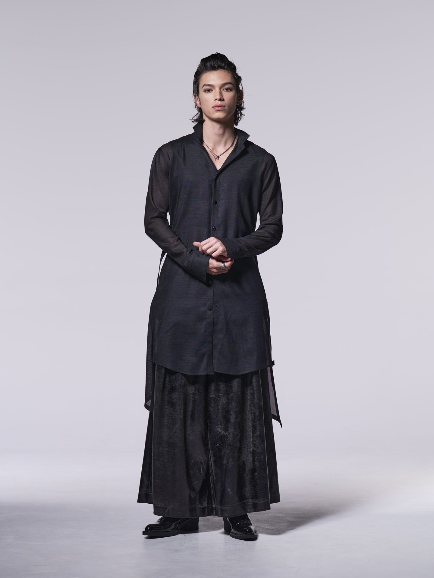 《予約品》 StandCollarFlareShirt / スタンドカラーフレアシャツ / ブラック