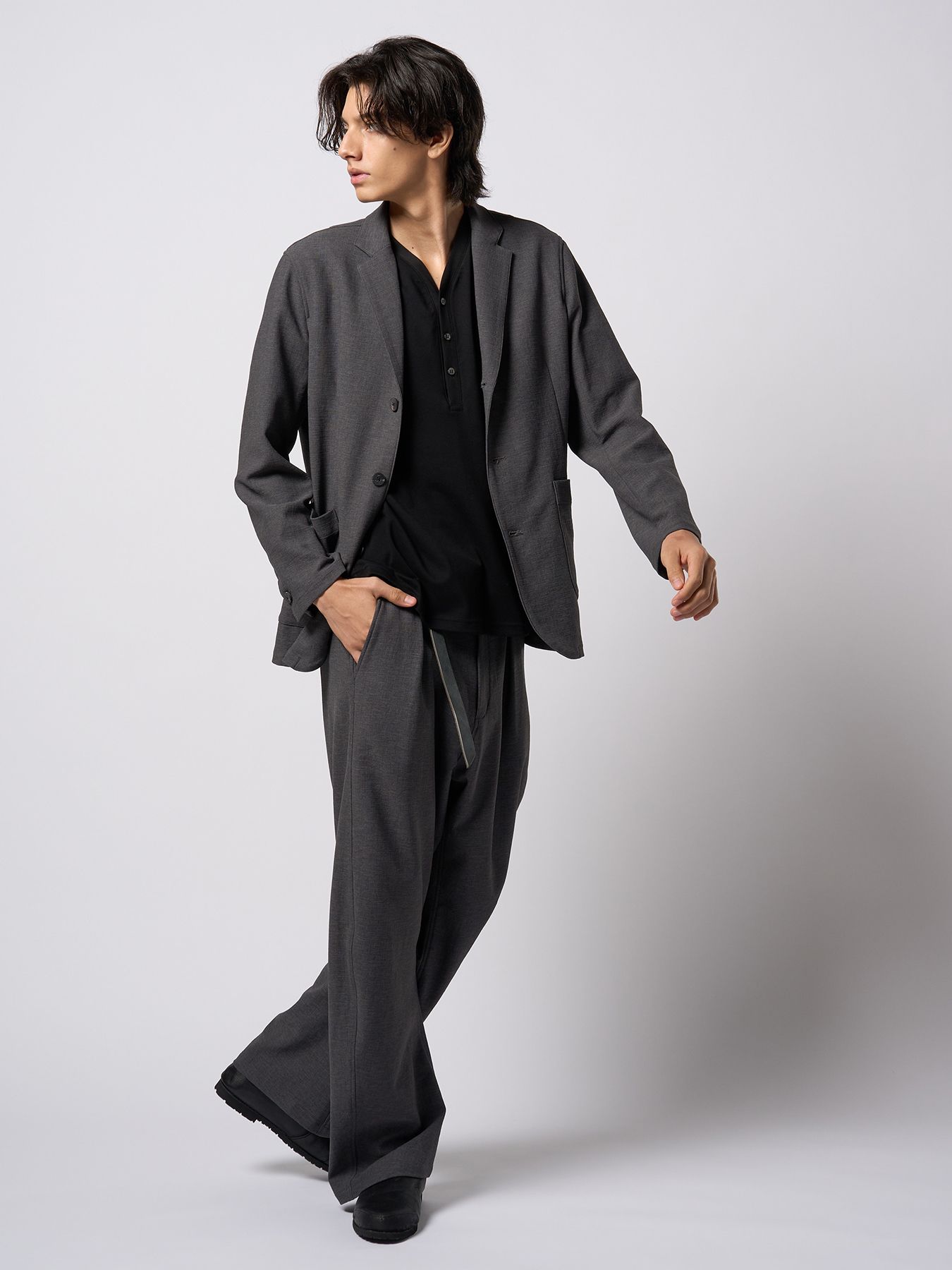【予約品 9月23日(火) 締切】relax single jacket / リラックス シングルジャケット / チャコール