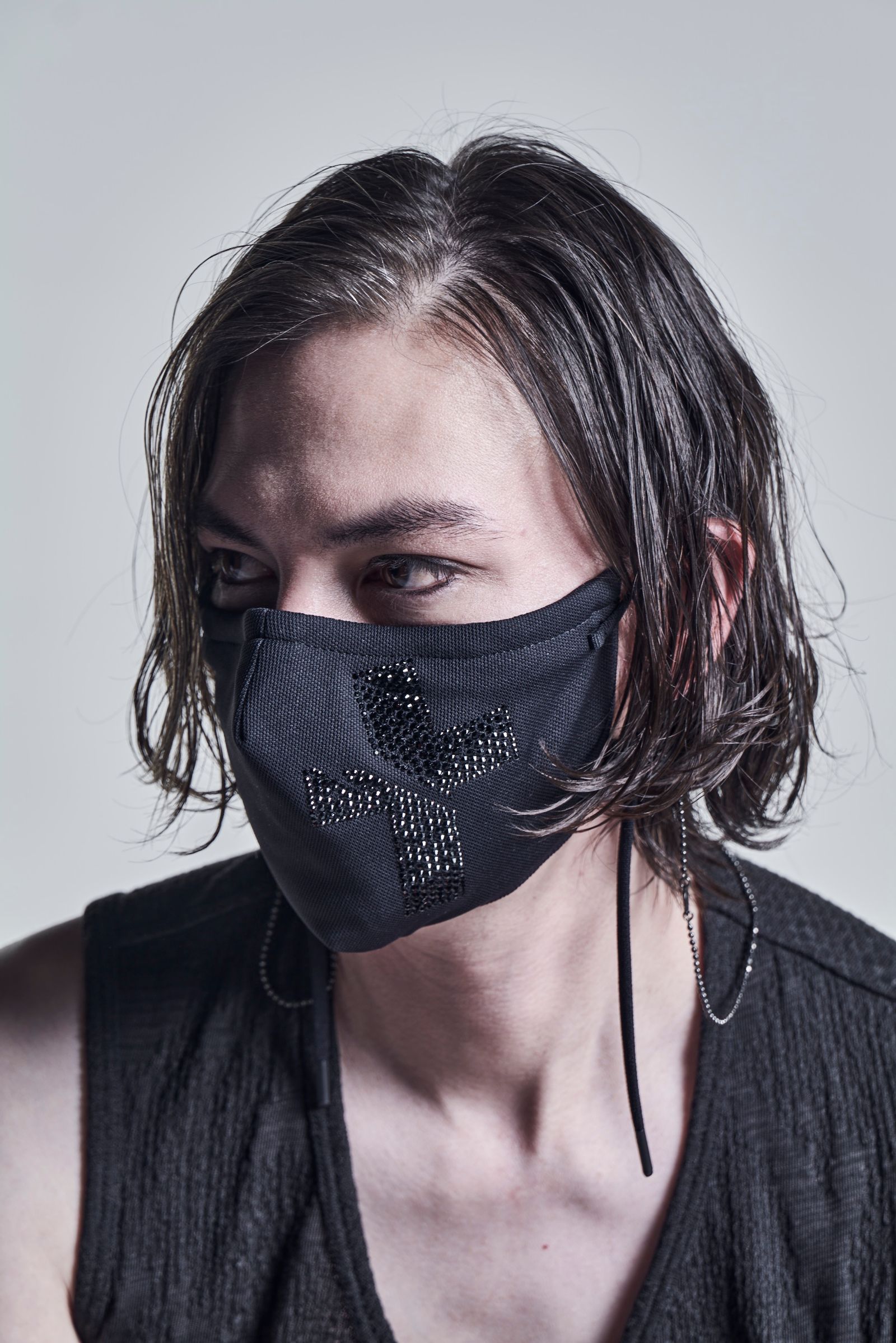 CrossスワロフスキーFaceCover HeavyMesh / Black 【kiryuyrik】