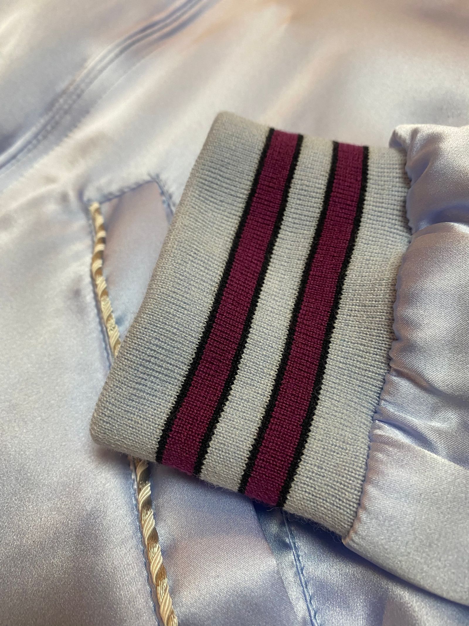 71 MICHAEL - ミッキーマウス刺繍SILK100％スカジャン スカイ