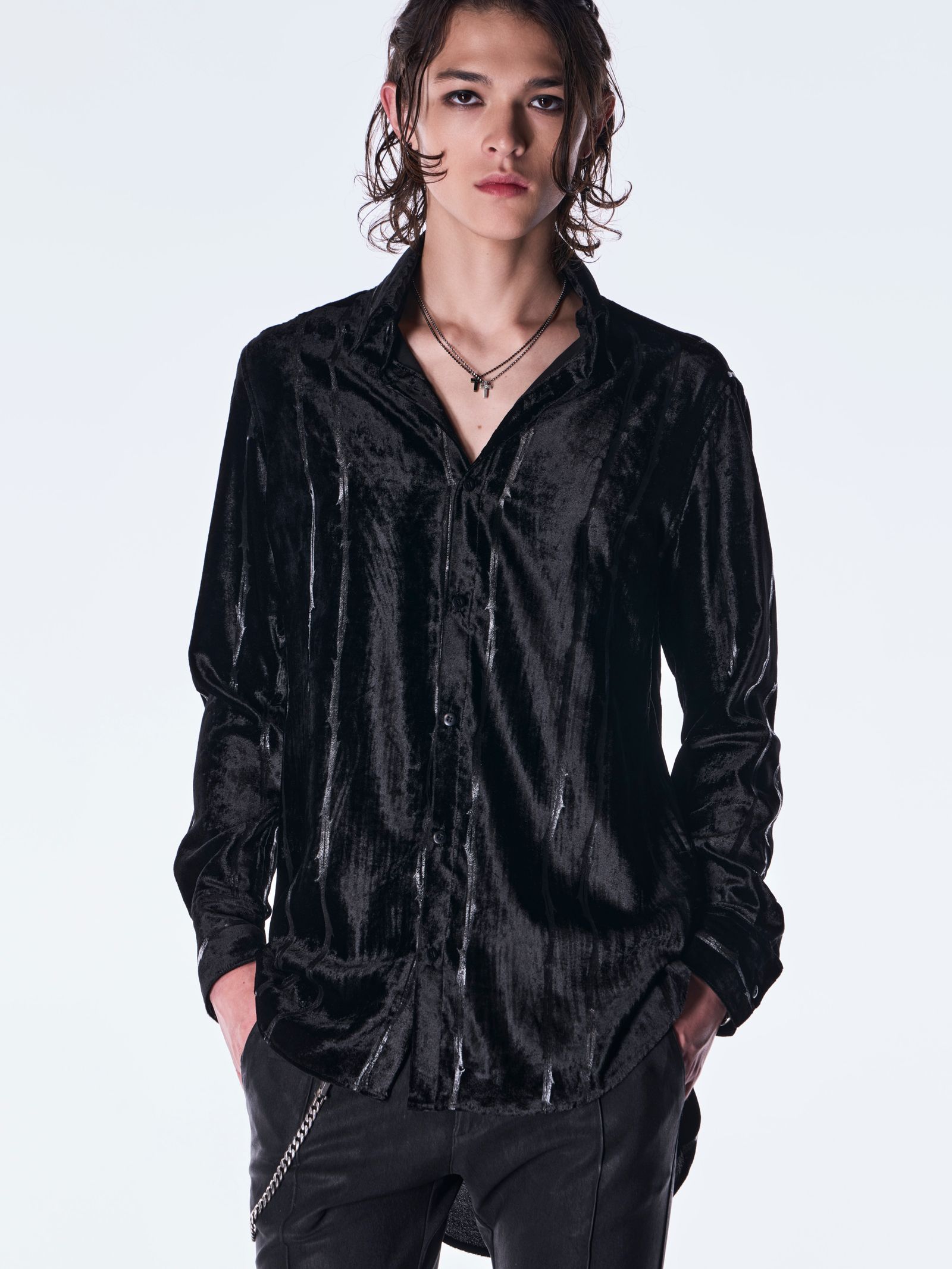 【予約品 6月29日(月) 締切】TOGE Velvet Shirt / ベルベット シャツ / ブラック