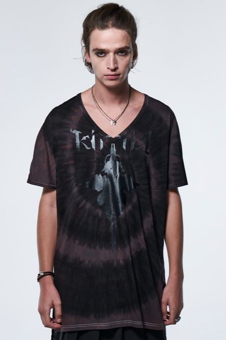 《予約品》 DolmanSleeveV-T-Shirt / ブラック&グレー 【kiryuyrik】 2023年5月以降入荷予定