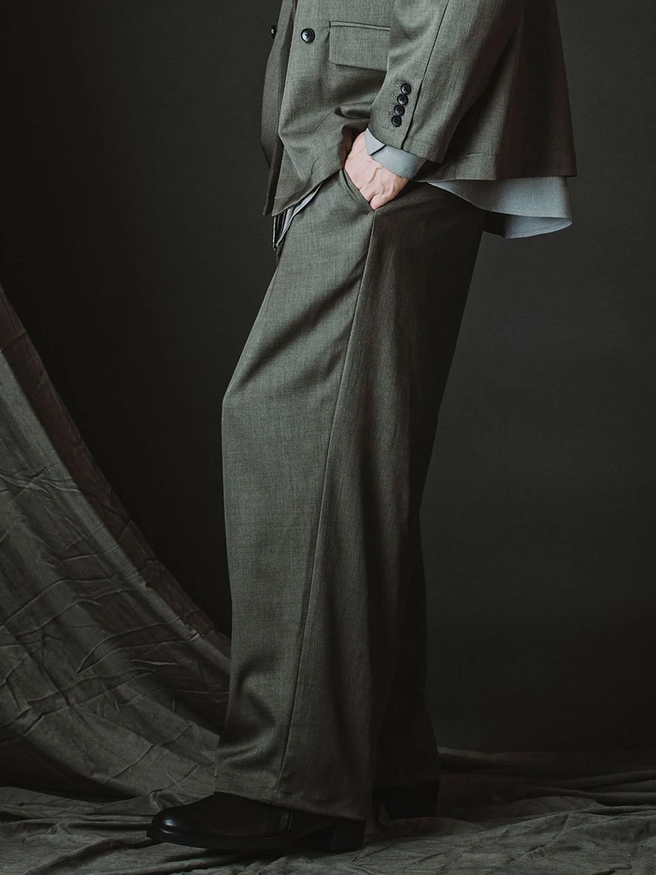 2WAYクロスタックイージーワイドトラウザーズ / グレー【NOID.】