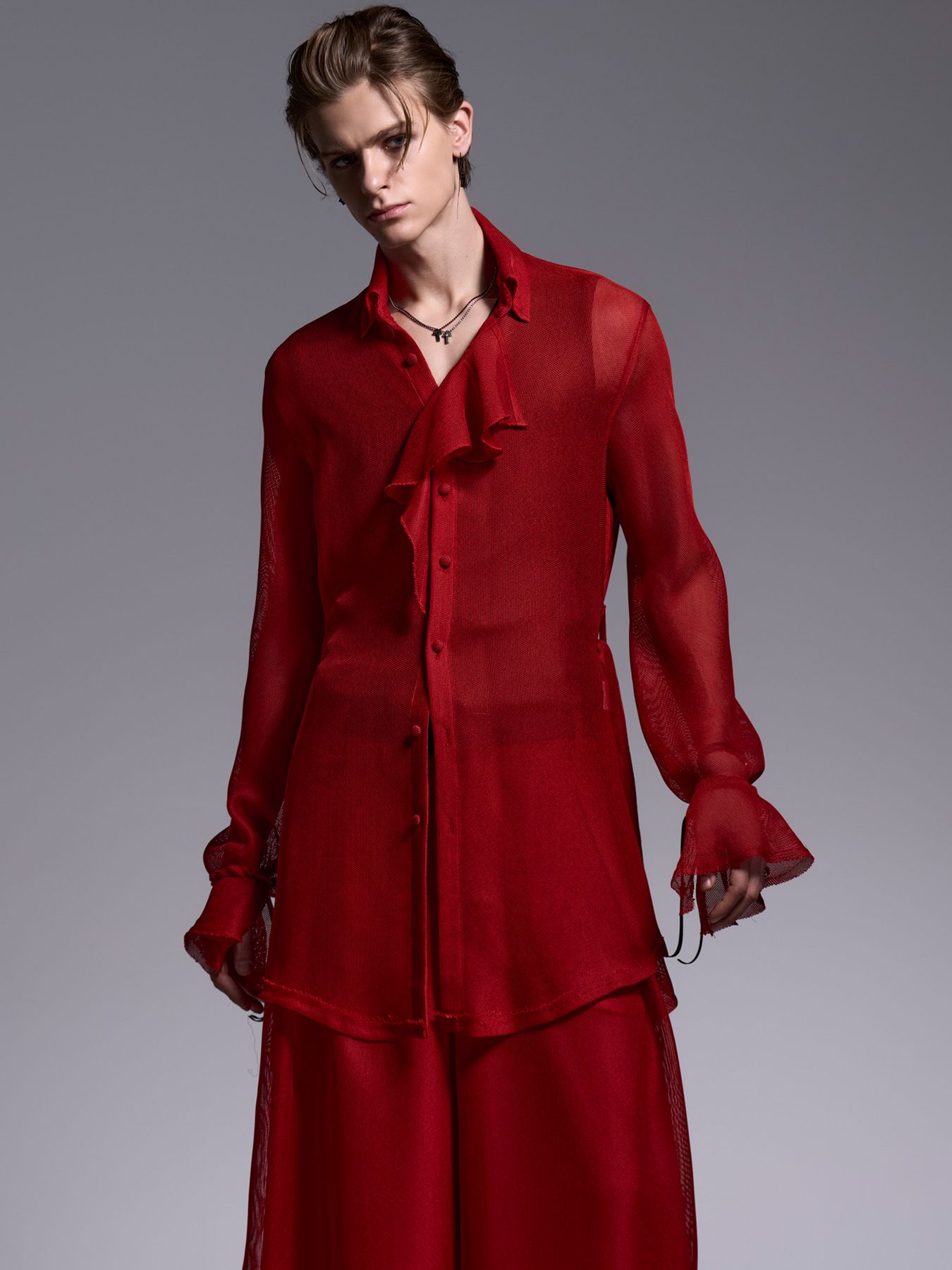 【予約品 1月4日(日) 締切】Gather Sleeve Shirt / ギャザースリーブシャツ / レッド